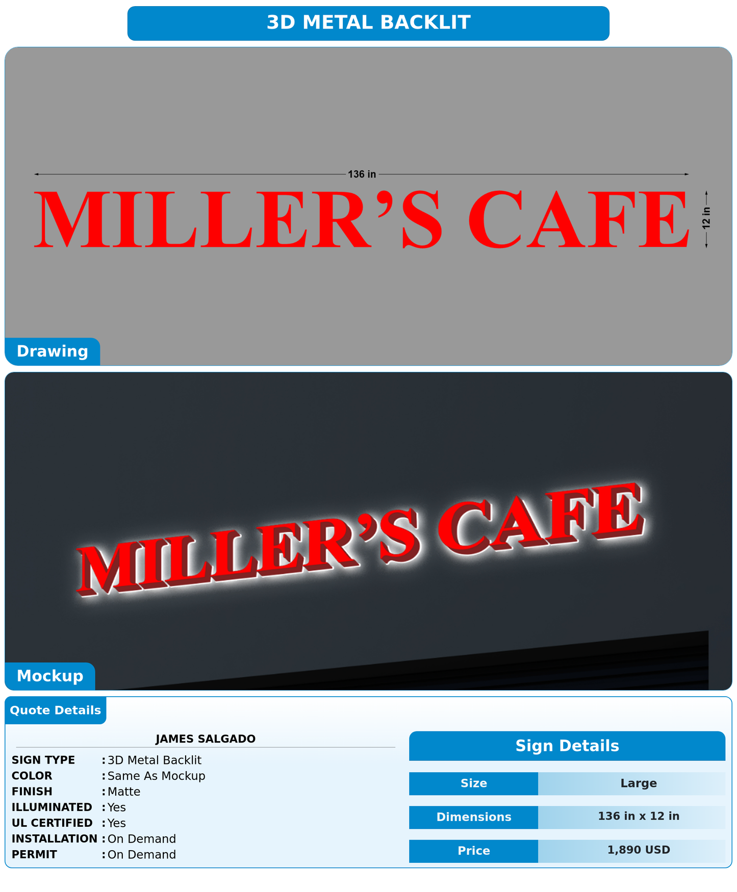 CUSTOM MOCKUP SIGN FOR James Salgado