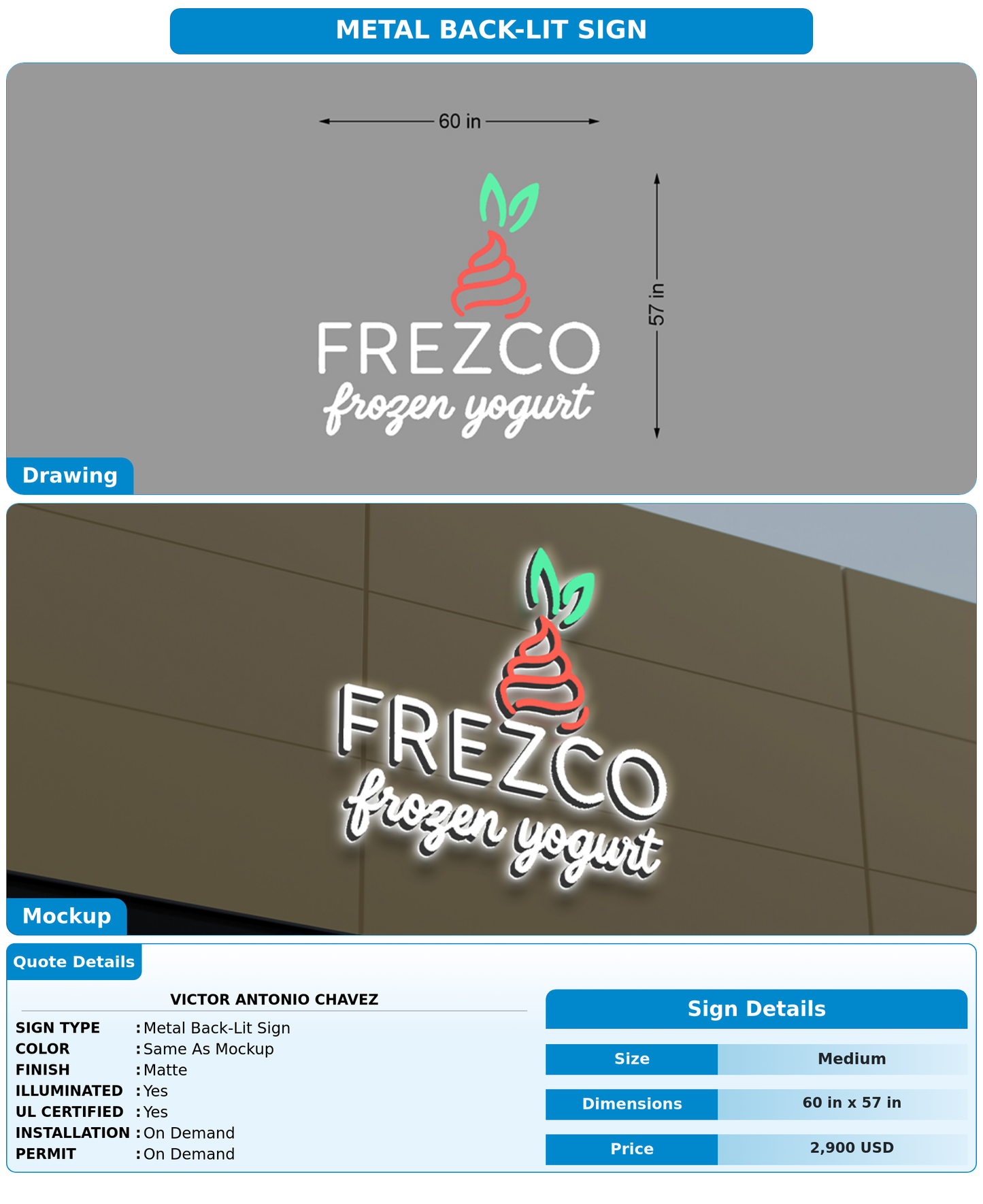 CUSTOM MOCKUP SIGN FOR Victor Antonio Chavez