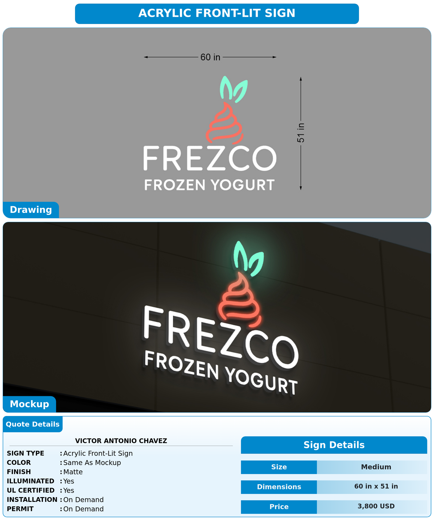 CUSTOM MOCKUP SIGN FOR Victor Antonio Chavez