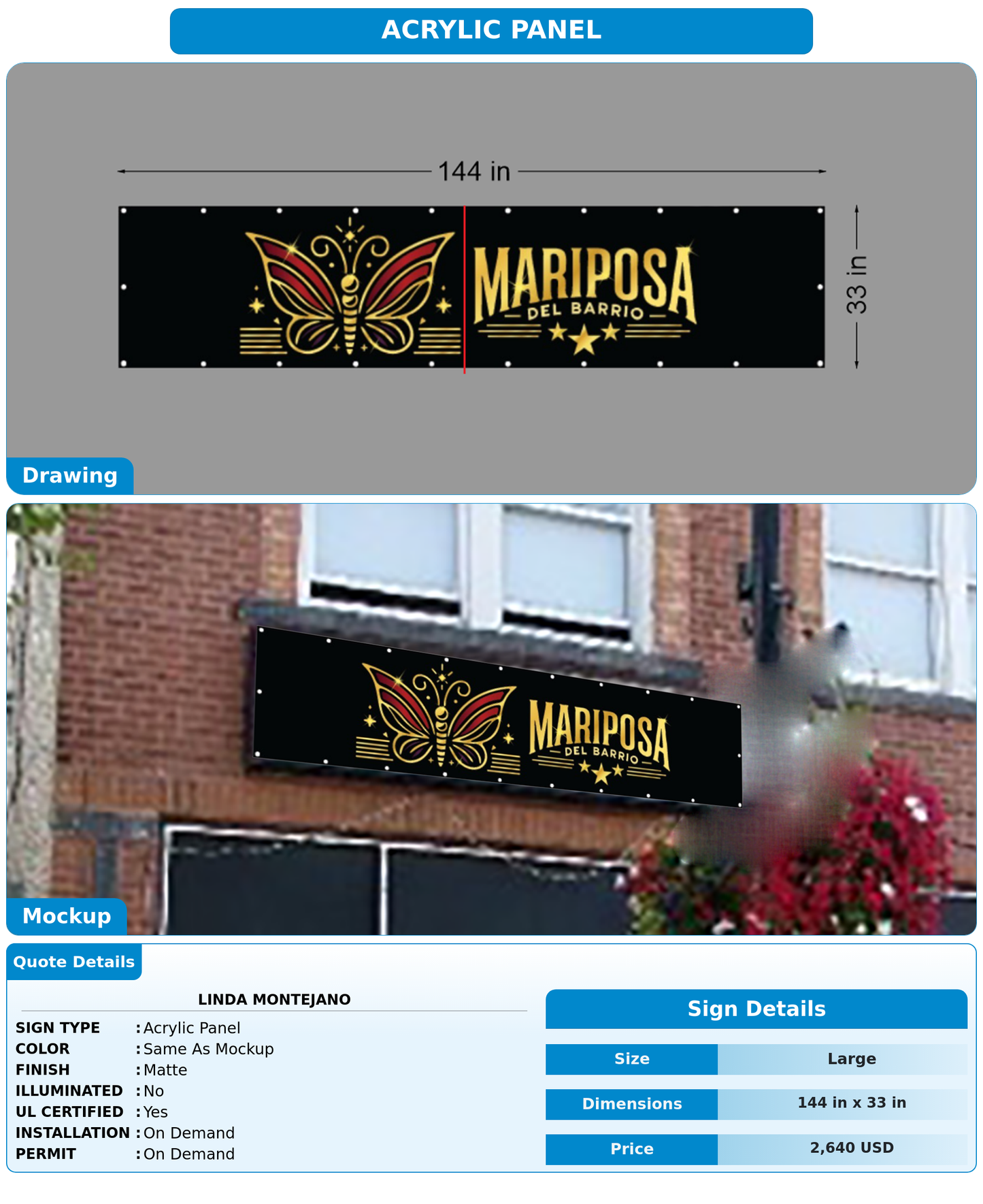 CUSTOM MOCKUP SIGN FOR Linda Montejano