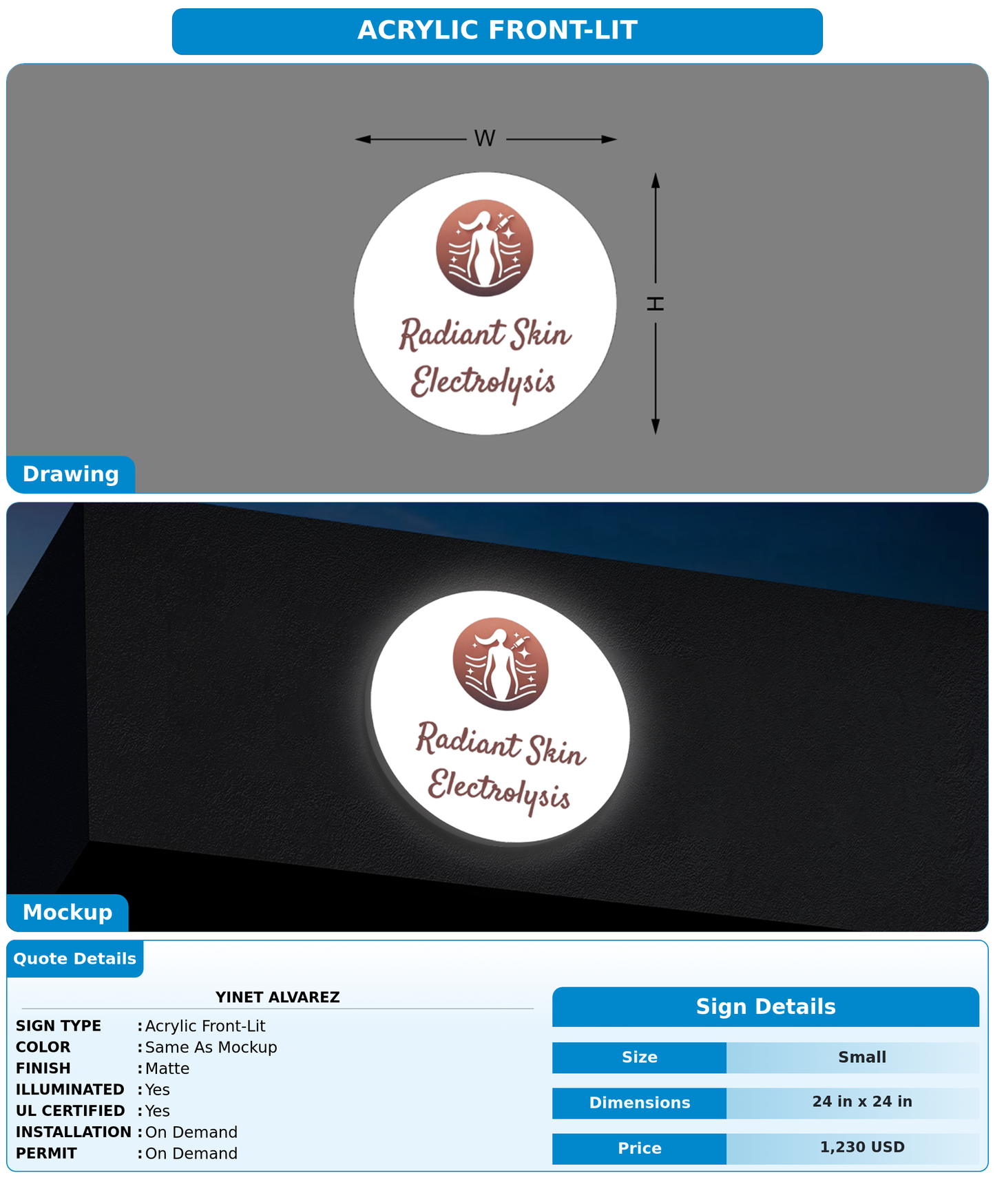 CUSTOM MOCKUP SIGN FOR Yinet Alvarez