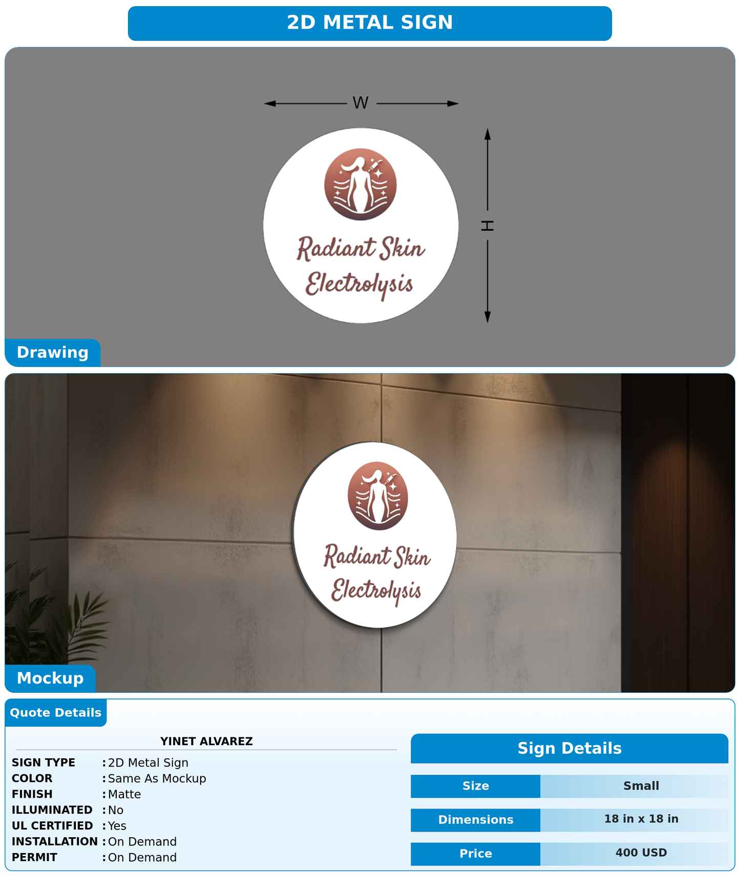 CUSTOM MOCKUP SIGN FOR Yinet Alvarez