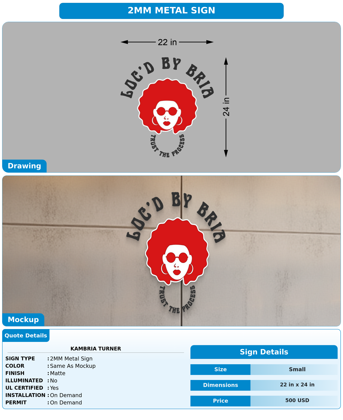 CUSTOM MOCKUP SIGN FOR Kambria Turner