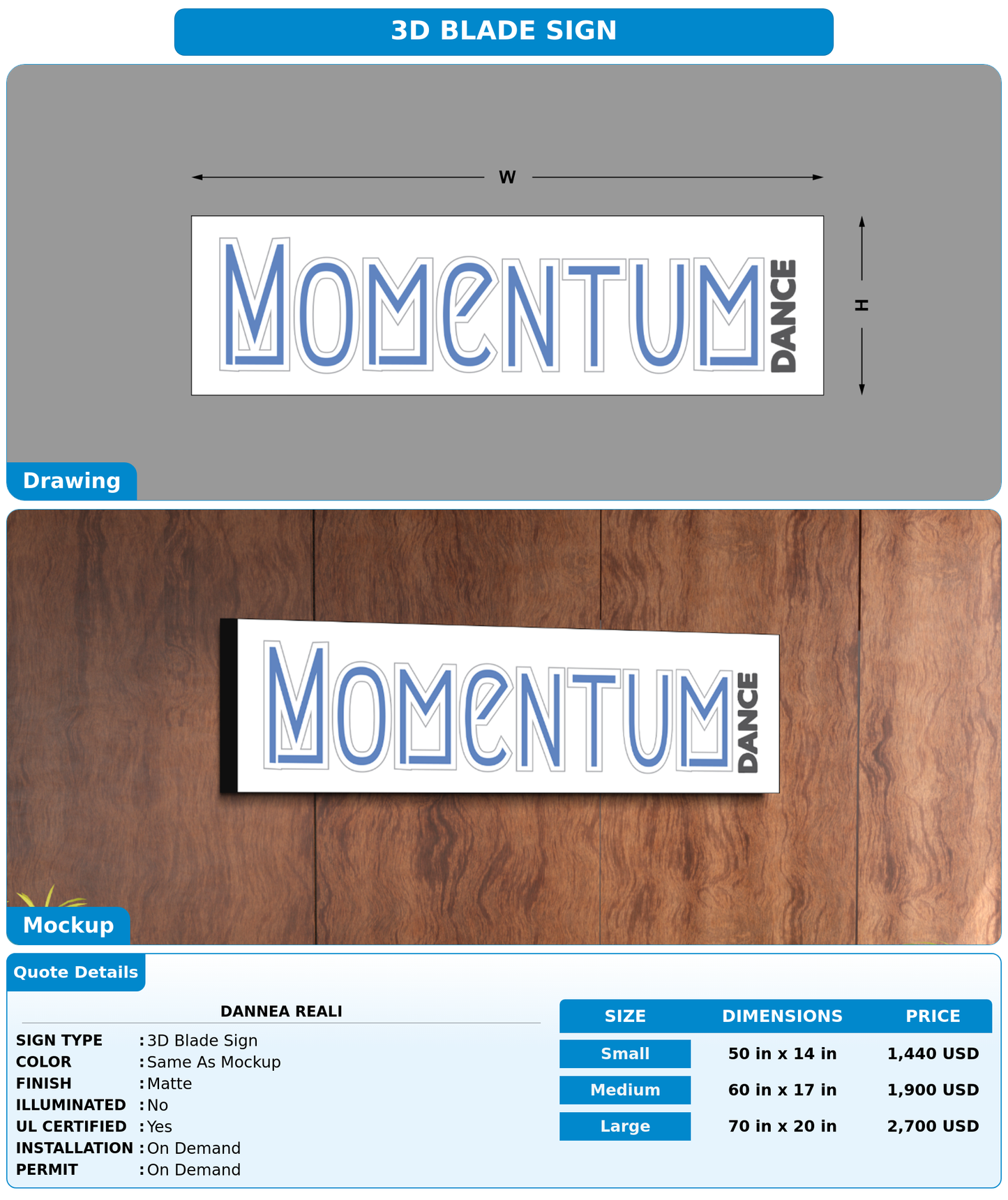 CUSTOM MOCKUP SIGN FOR Dannea Reali
