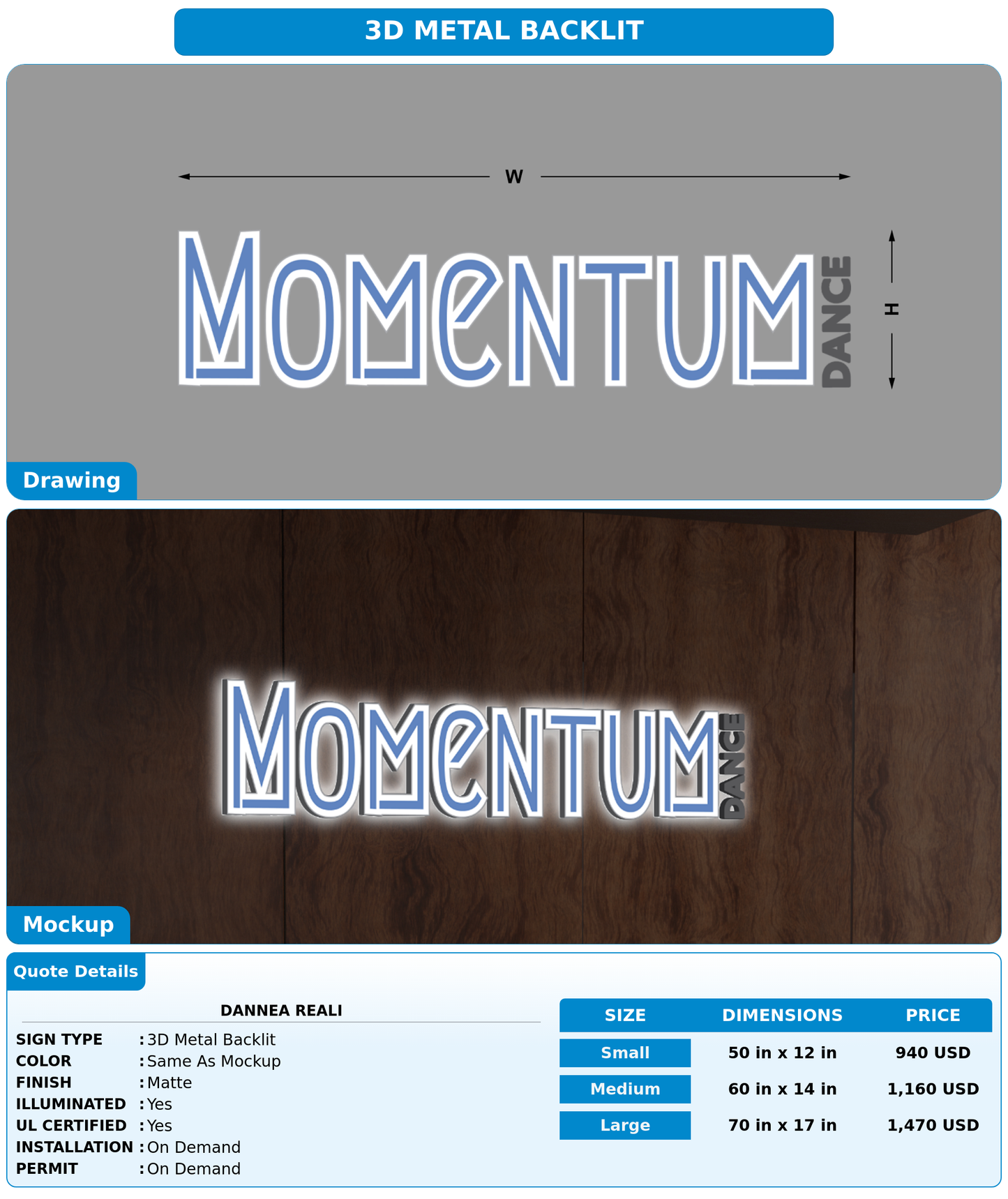 CUSTOM MOCKUP SIGN FOR Dannea Reali