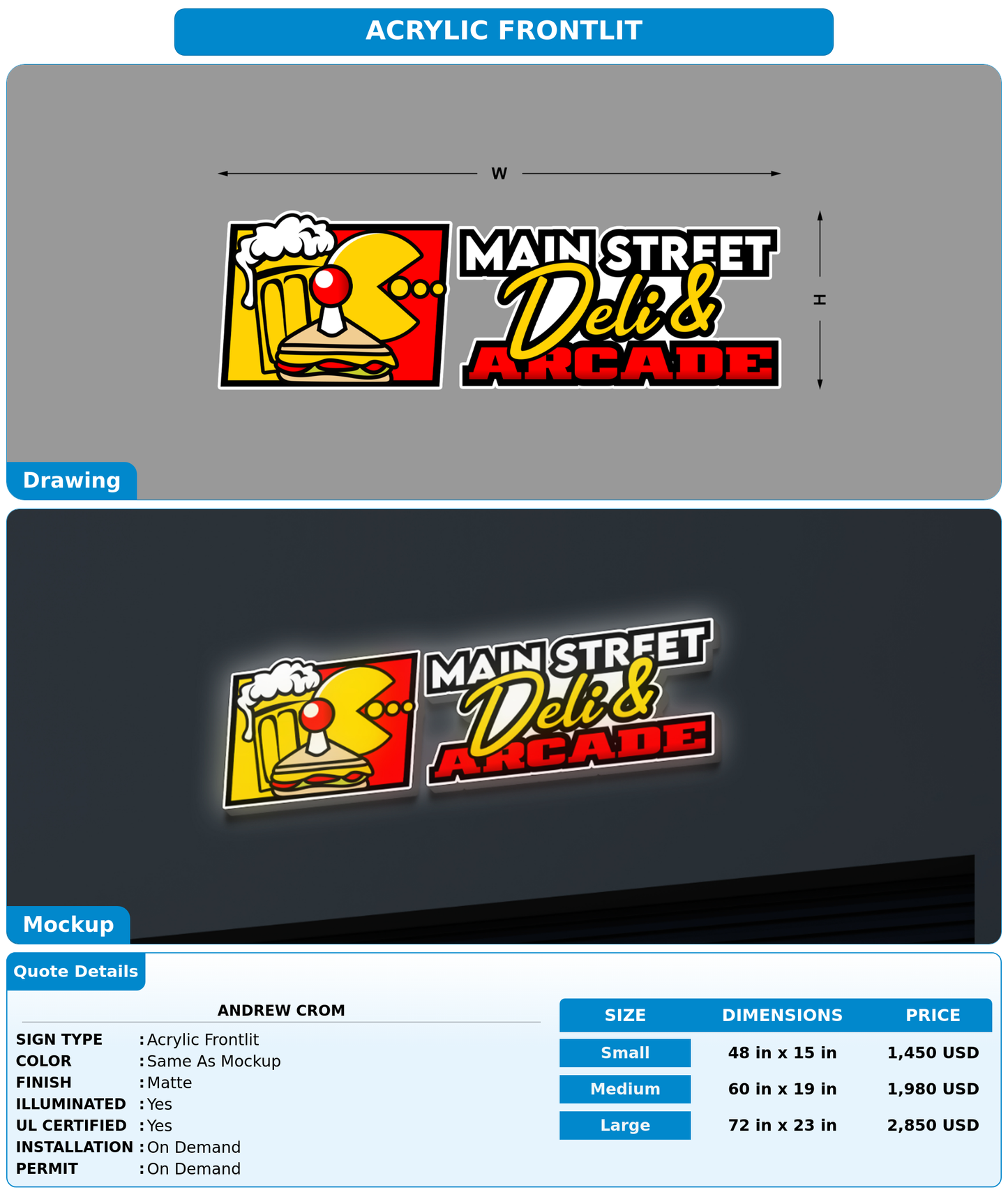 CUSTOM MOCKUP SIGN FOR Andrew Crom