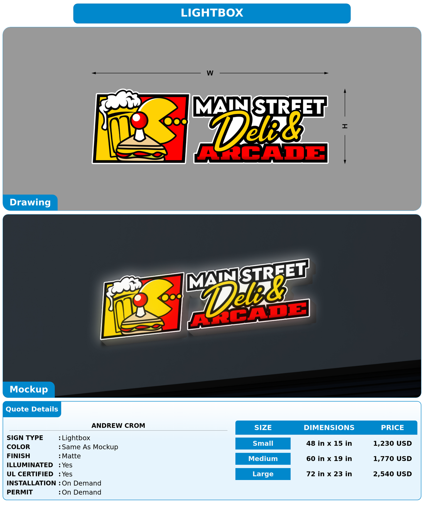 CUSTOM MOCKUP SIGN FOR Andrew Crom