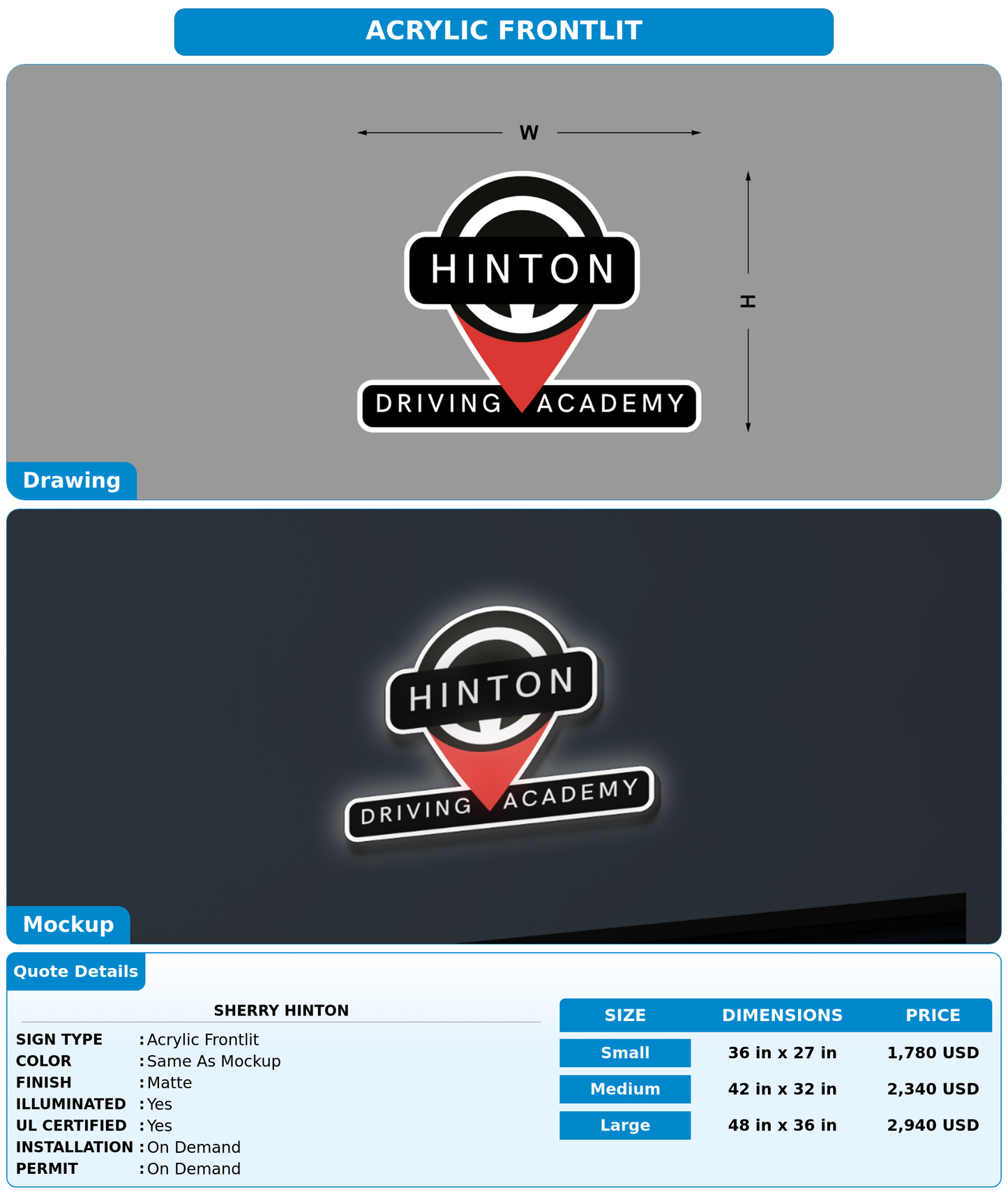 CUSTOM MOCKUP SIGN FOR Sherry Hinton