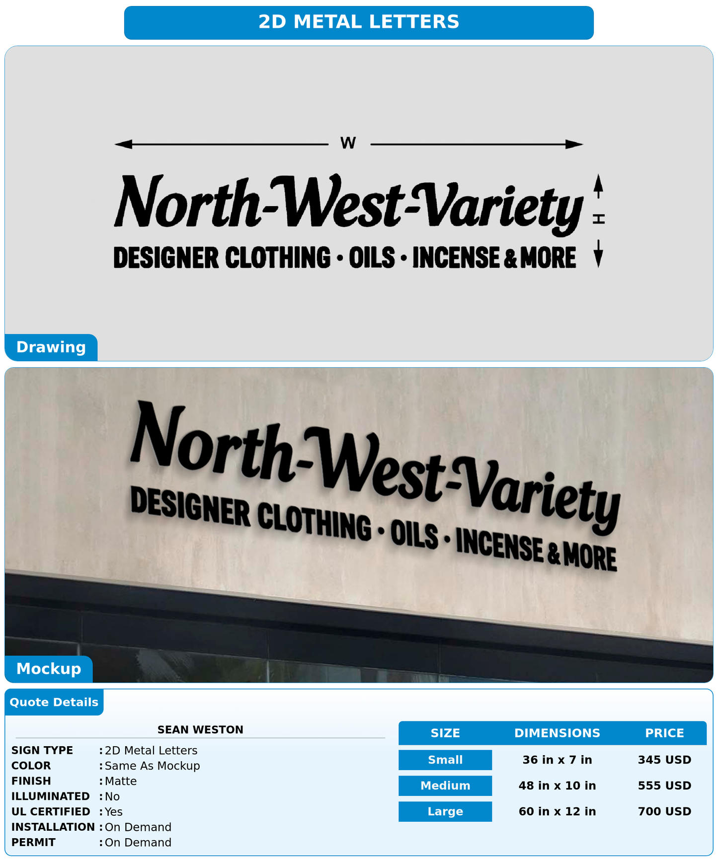 CUSTOM MOCKUP SIGN FOR Sean Weston