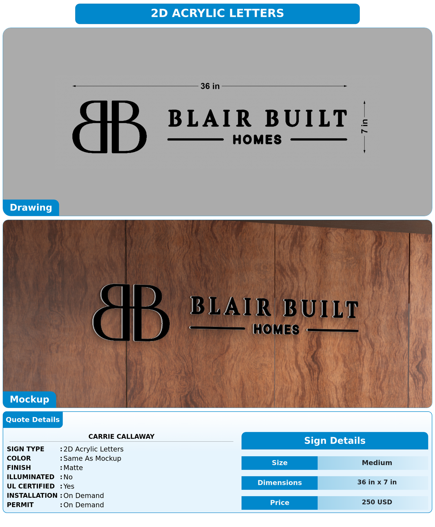 CUSTOM MOCKUP SIGN FOR Carrie Callaway
