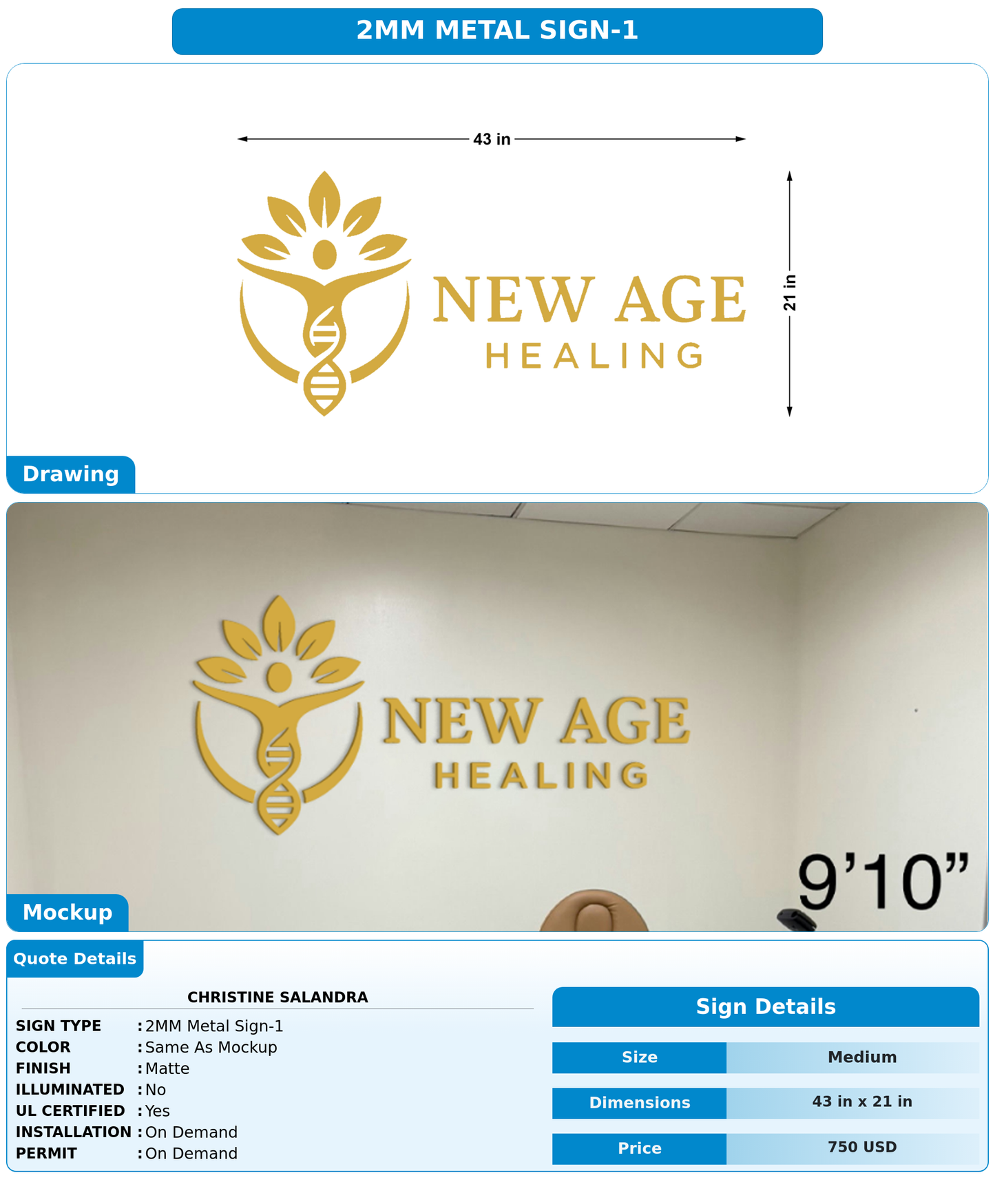 CUSTOM MOCKUP SIGN FOR Christine Salandra