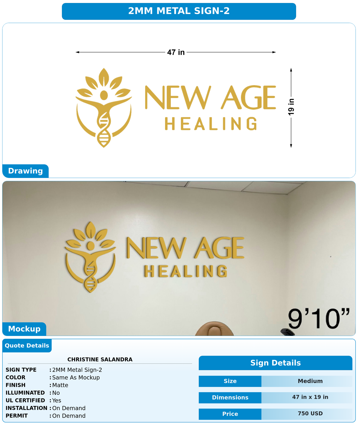 CUSTOM MOCKUP SIGN FOR Christine Salandra