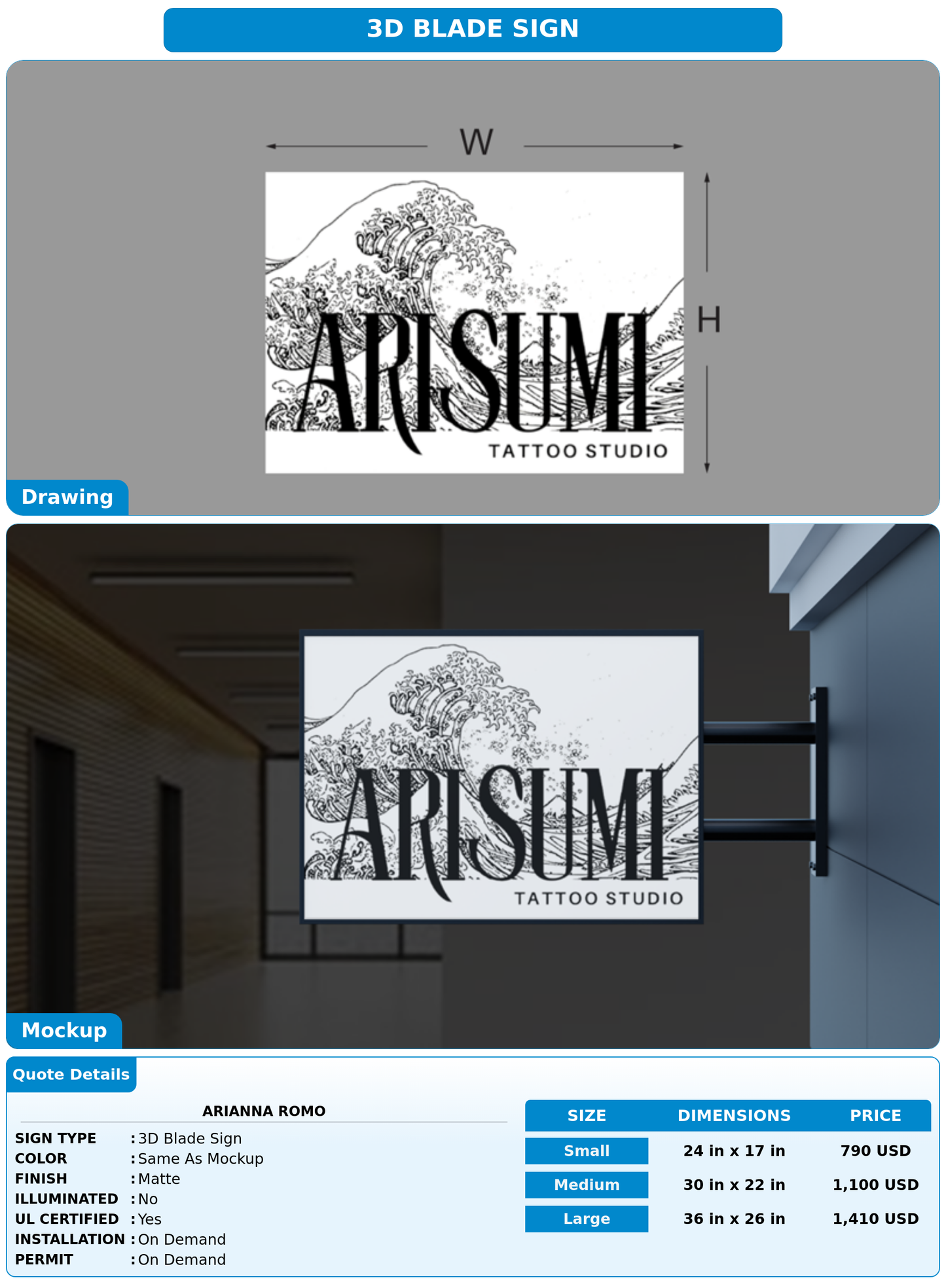 CUSTOM MOCKUP SIGN FOR Arianna Romo