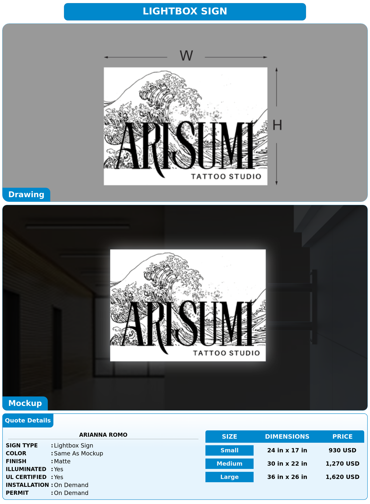 CUSTOM MOCKUP SIGN FOR Arianna Romo