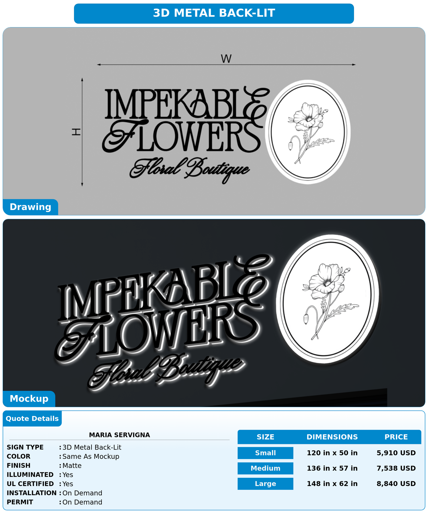 CUSTOM MOCKUP SIGN FOR Maria Servigna