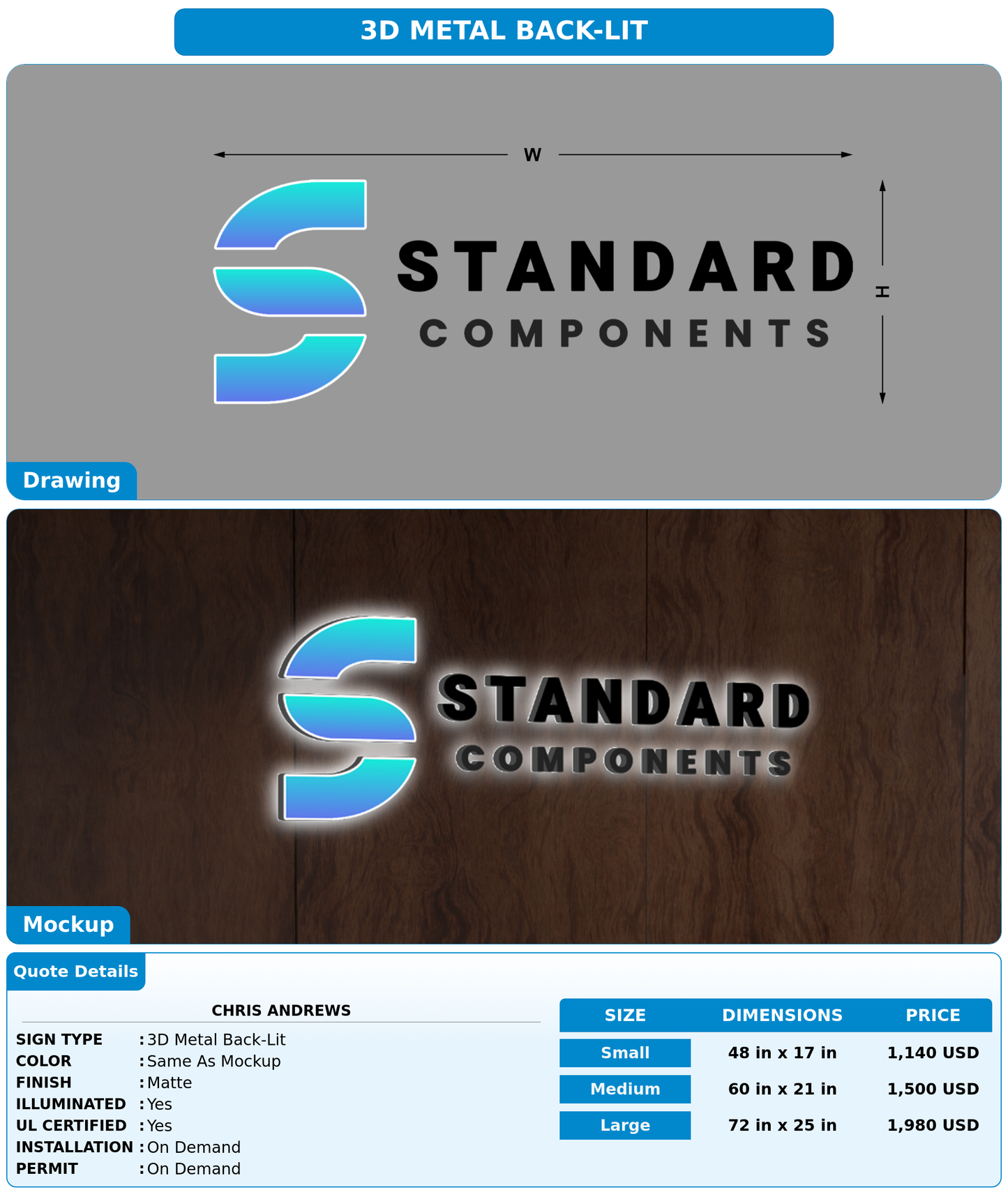 CUSTOM MOCKUP SIGN FOR Chris Andrews