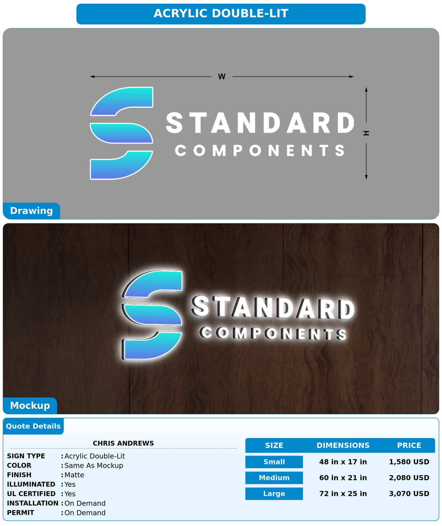 CUSTOM MOCKUP SIGN FOR Chris Andrews