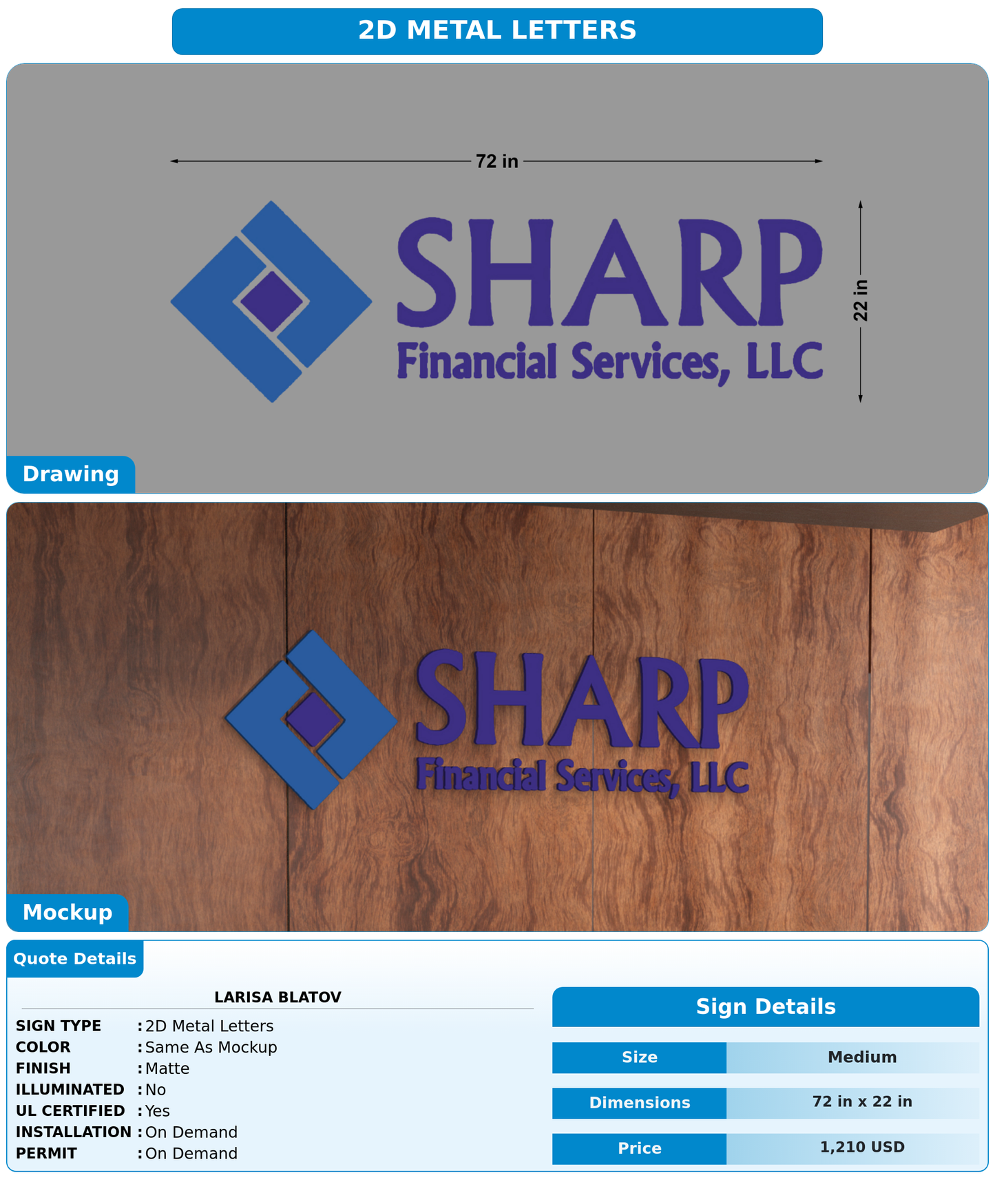 CUSTOM MOCKUP SIGN FOR Larisa Blatov