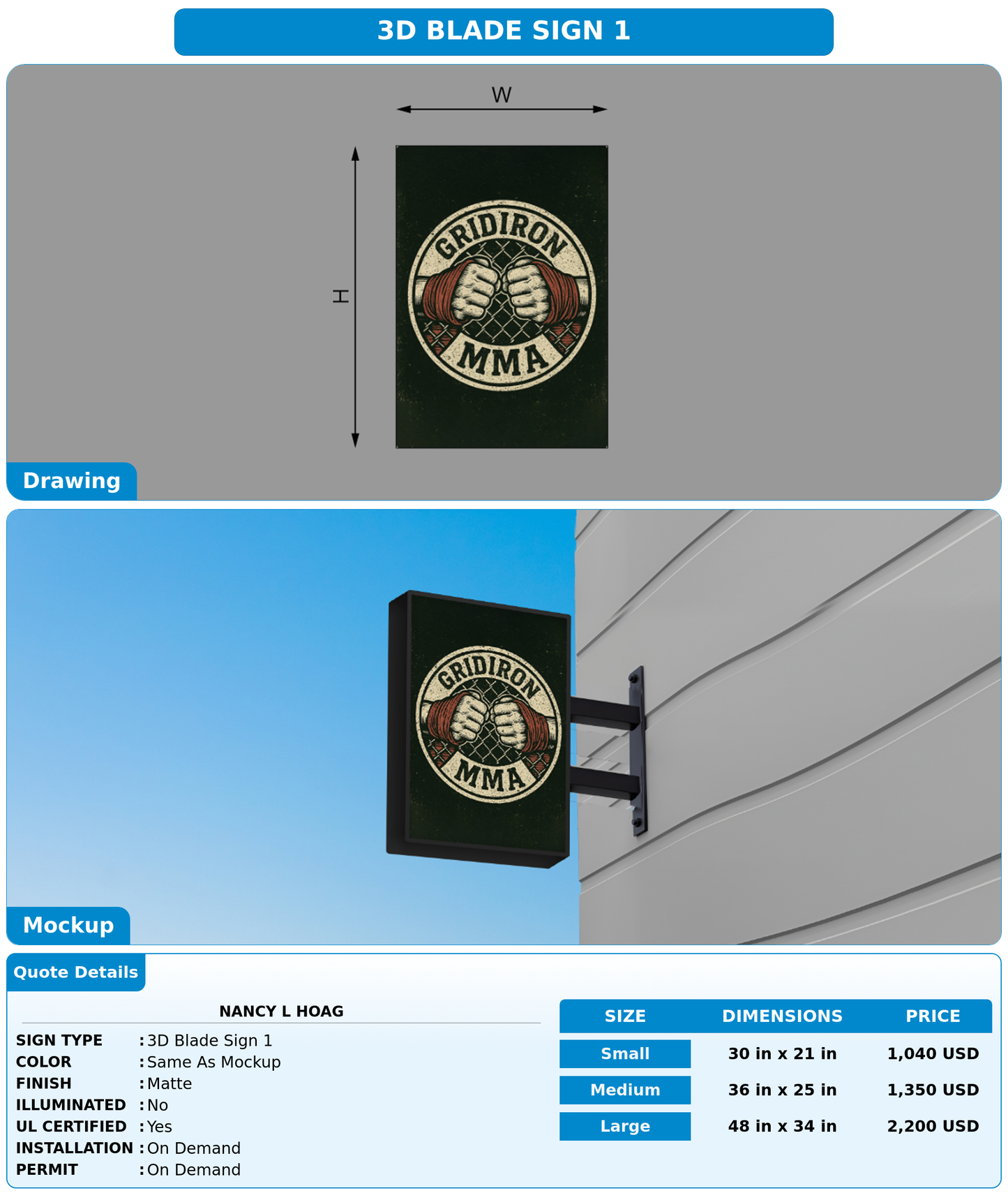 CUSTOM MOCKUP SIGN FOR Nancy L Hoag