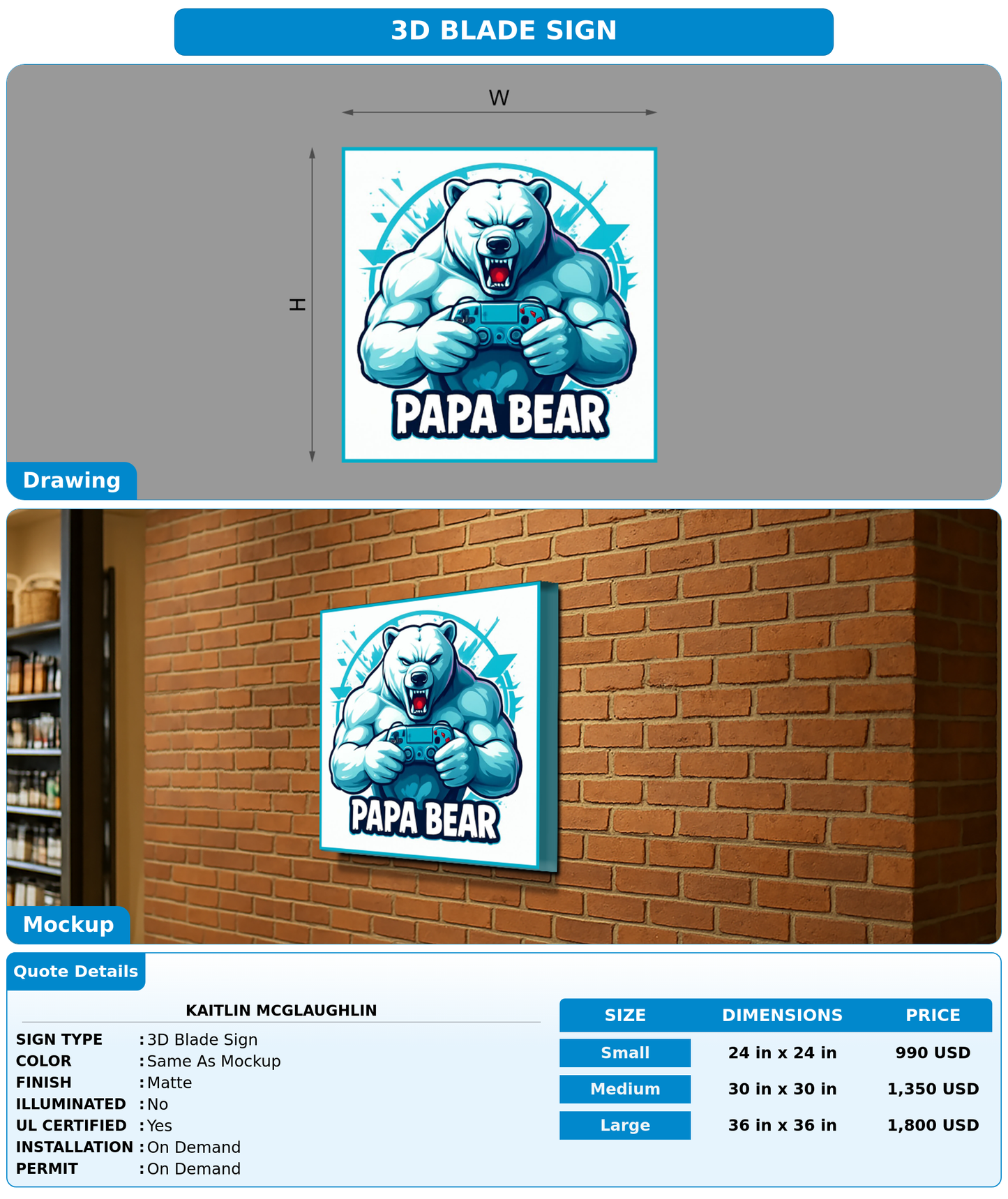 CUSTOM MOCKUP SIGN FOR Kaitlin McGlaughlin
