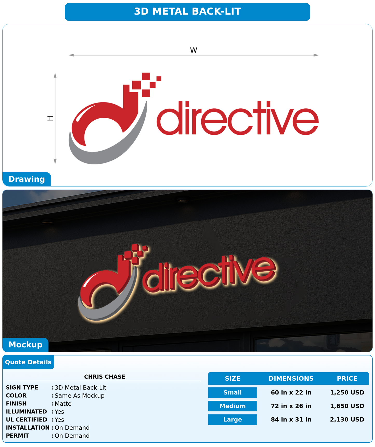 CUSTOM MOCKUP SIGN FOR Chris Chase
