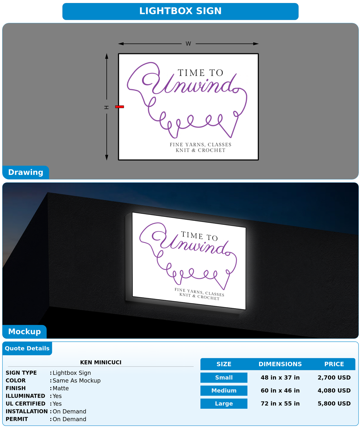 CUSTOM MOCKUP SIGN FOR Ken Minicuci