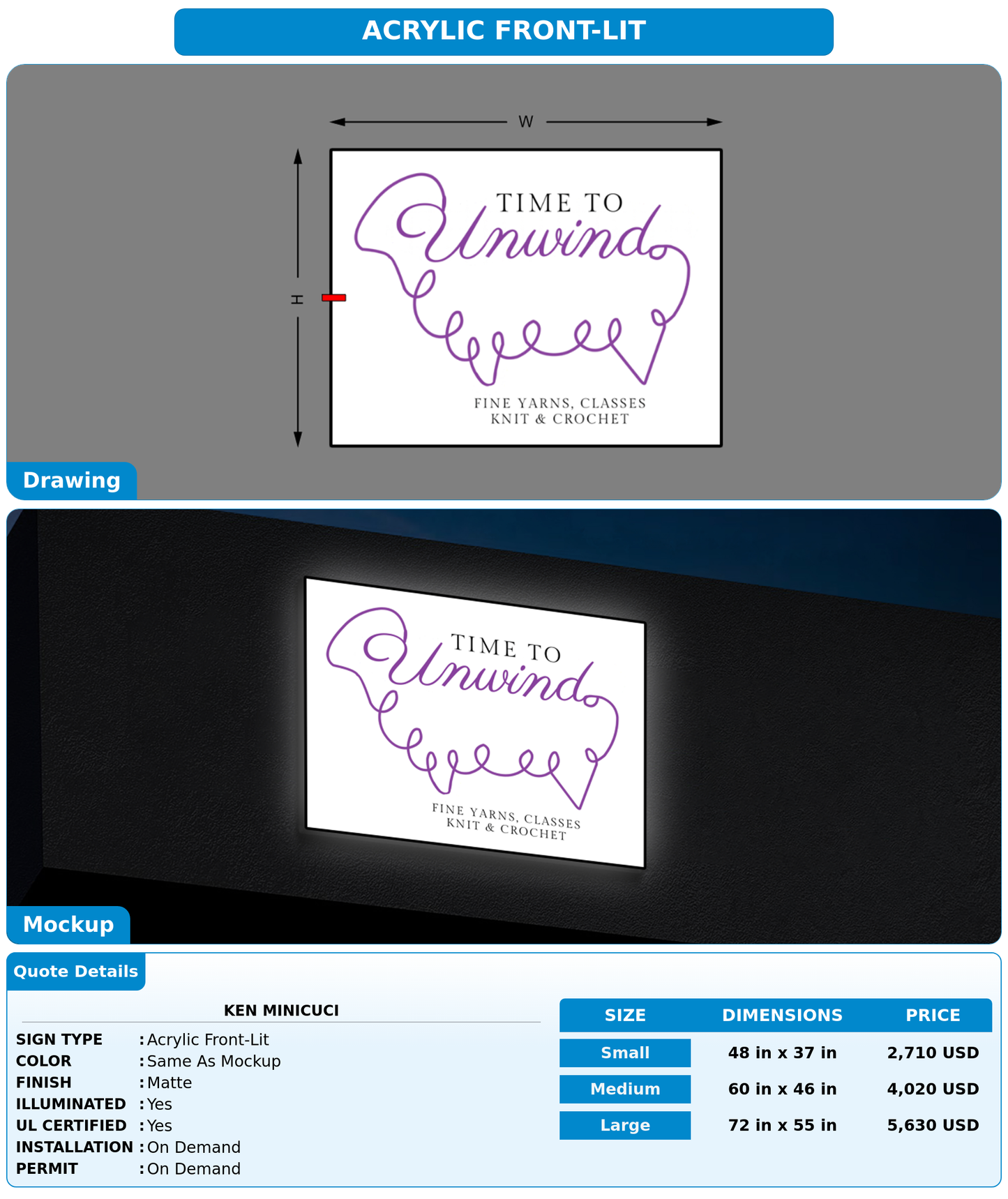 CUSTOM MOCKUP SIGN FOR Ken Minicuci