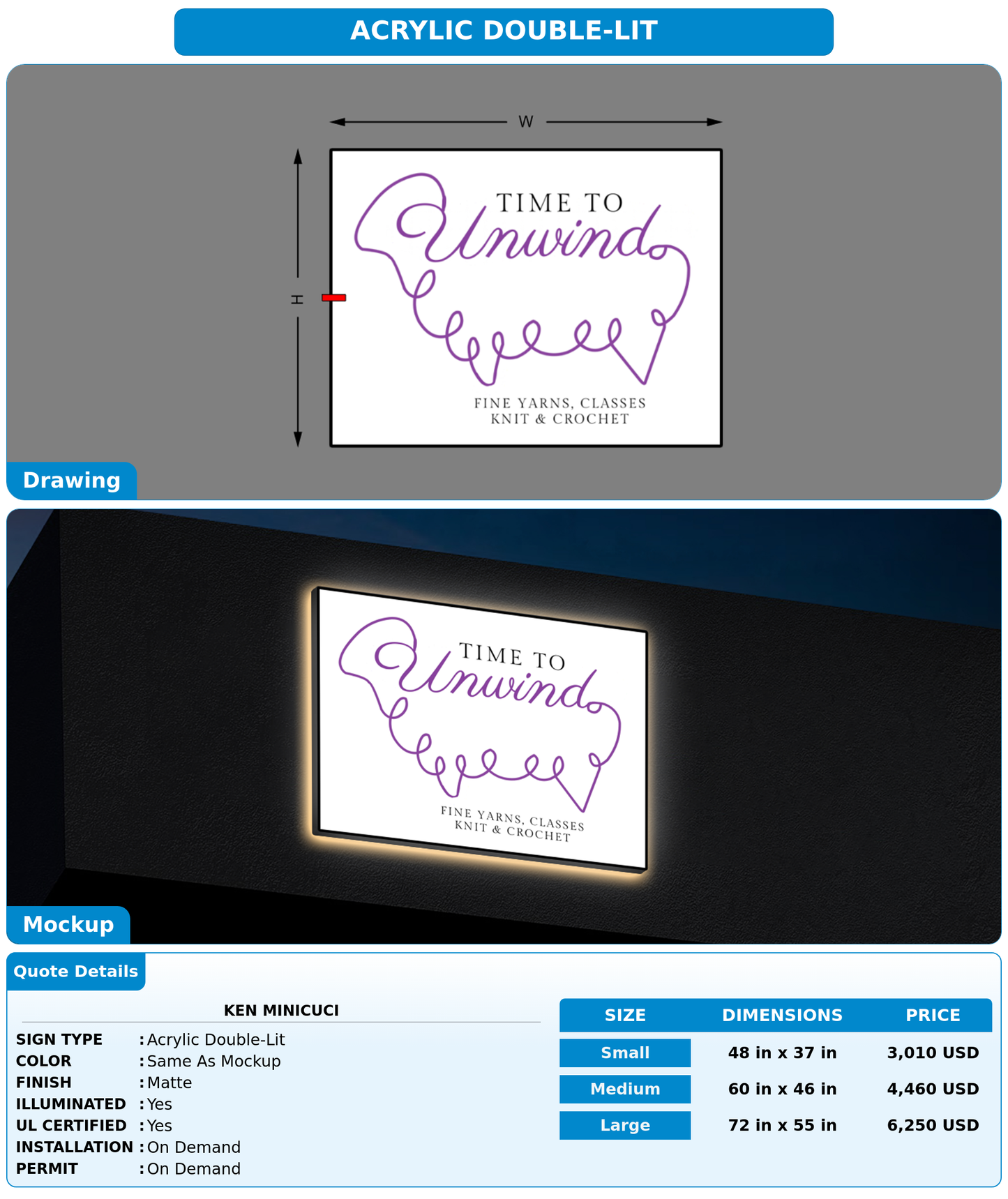 CUSTOM MOCKUP SIGN FOR Ken Minicuci