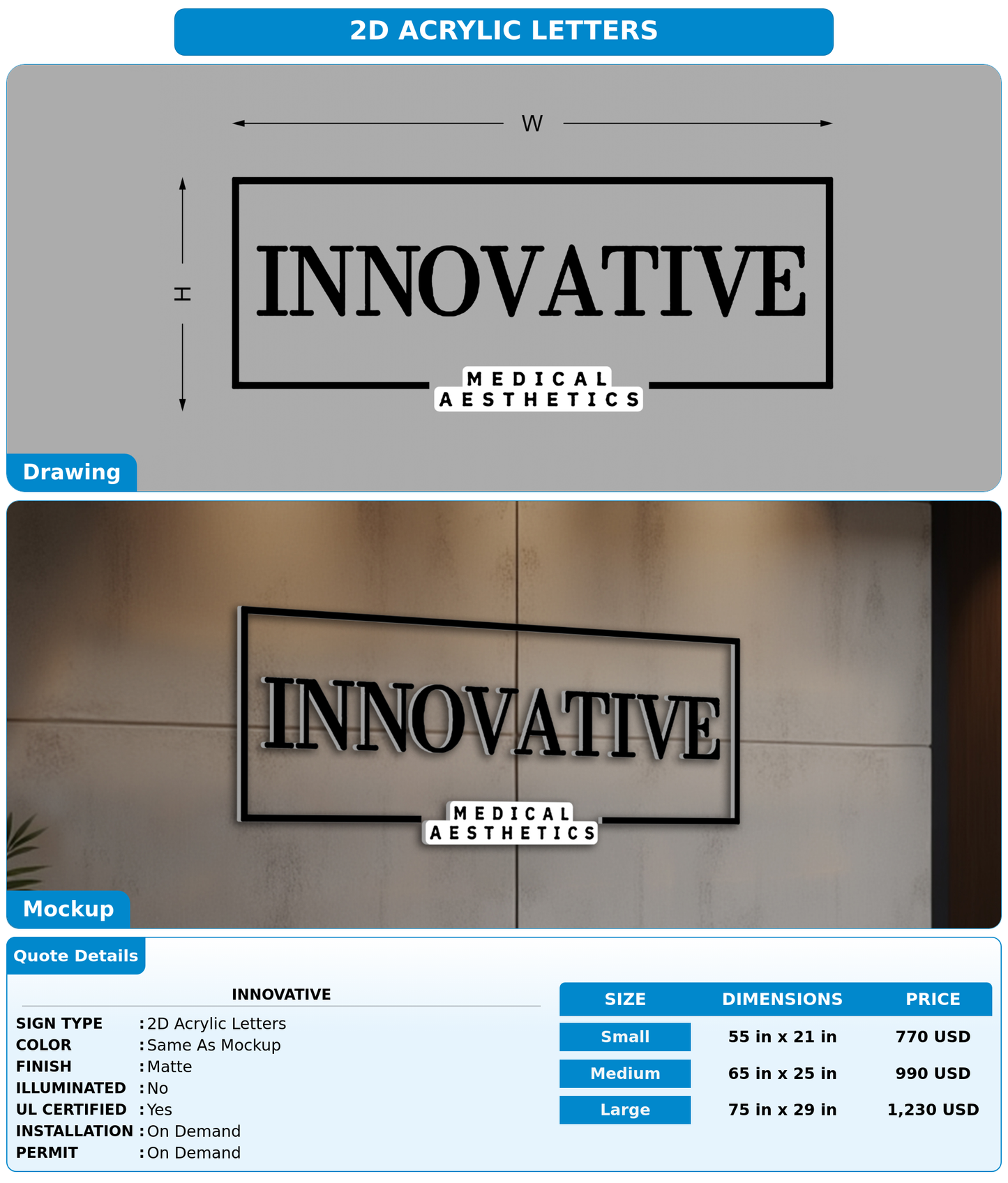 CUSTOM MOCKUP SIGN FOR Innovative