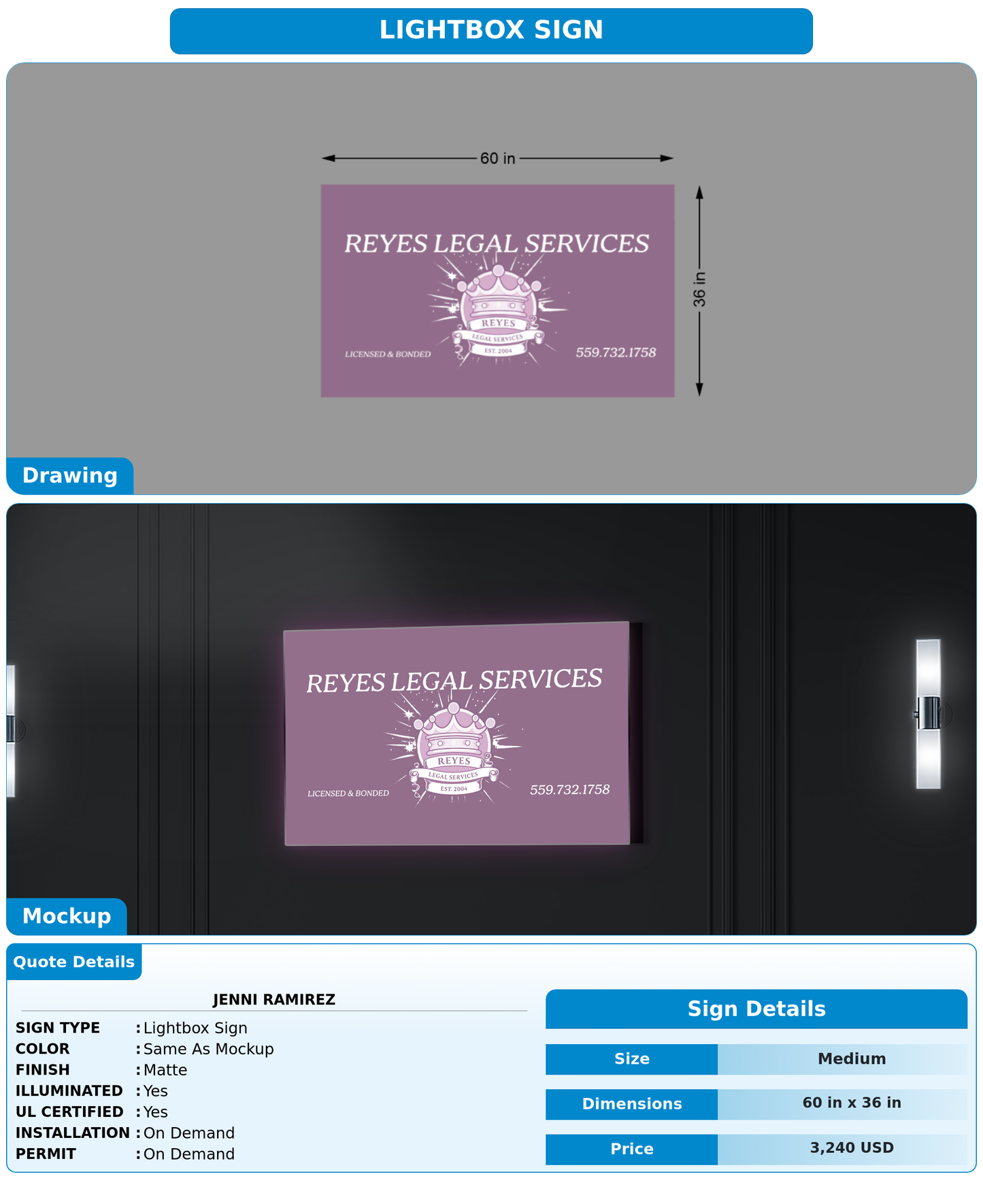 CUSTOM MOCKUP SIGN FOR Jenni Ramirez