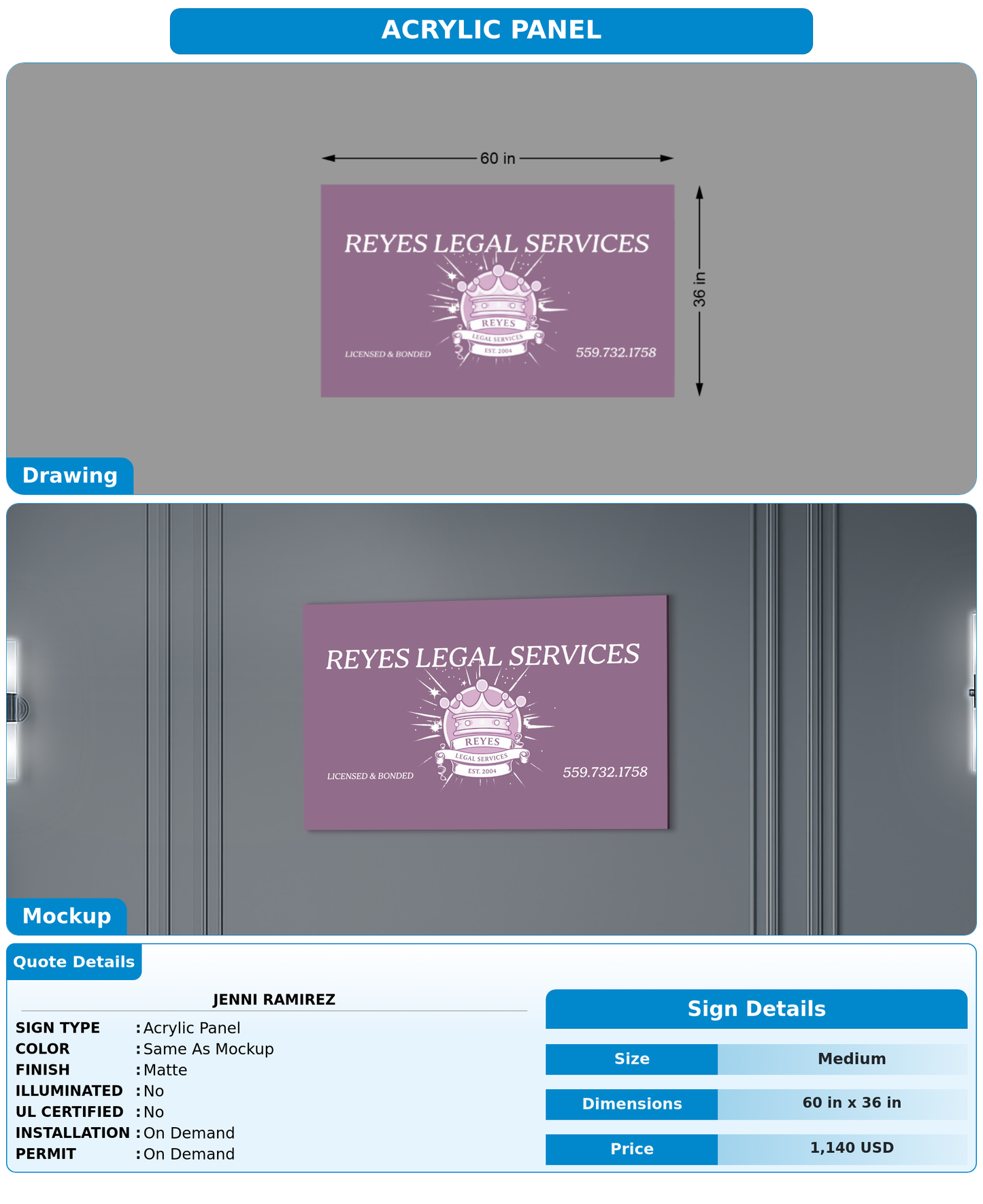 CUSTOM MOCKUP SIGN FOR Jenni Ramirez