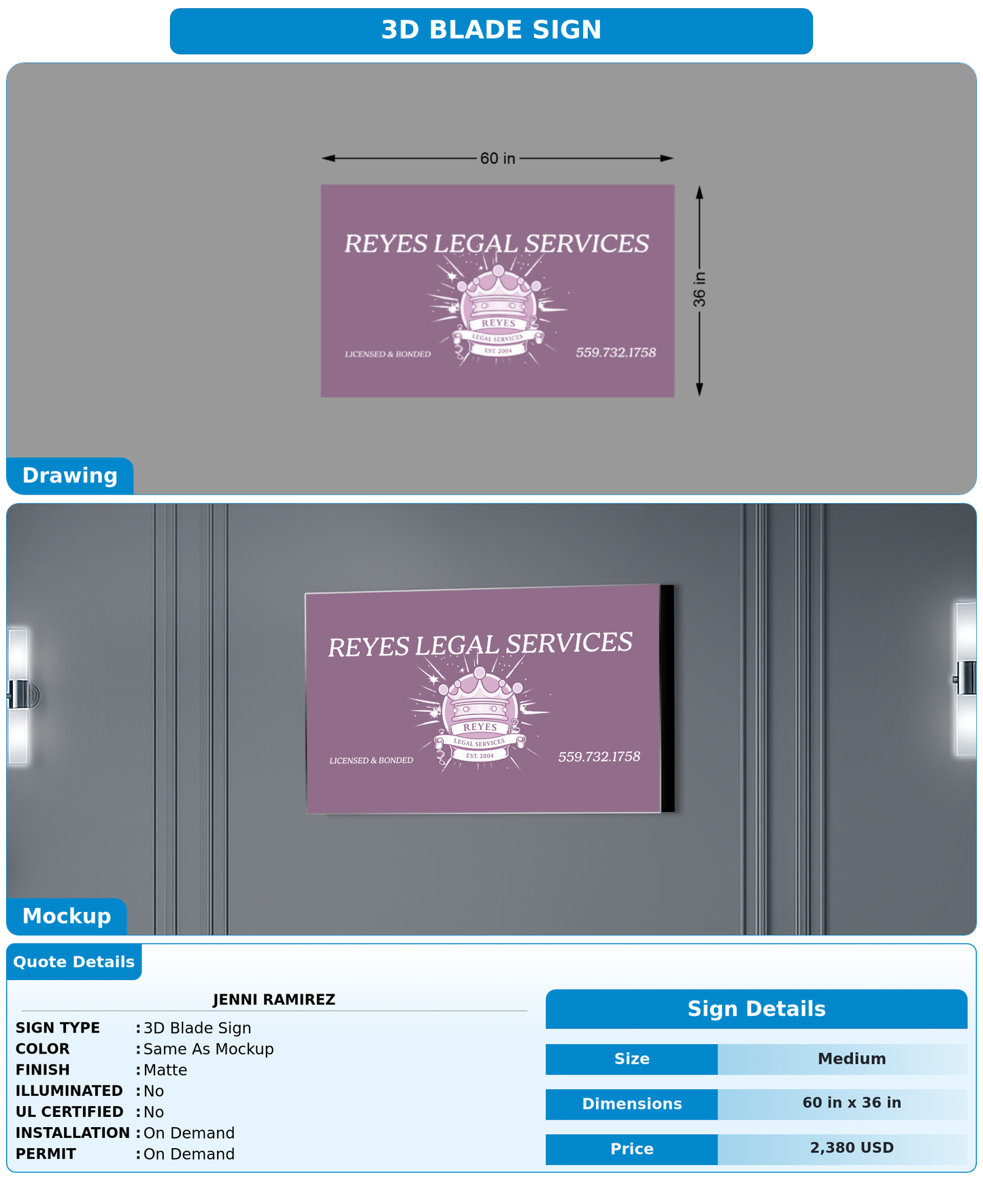 CUSTOM MOCKUP SIGN FOR Jenni Ramirez