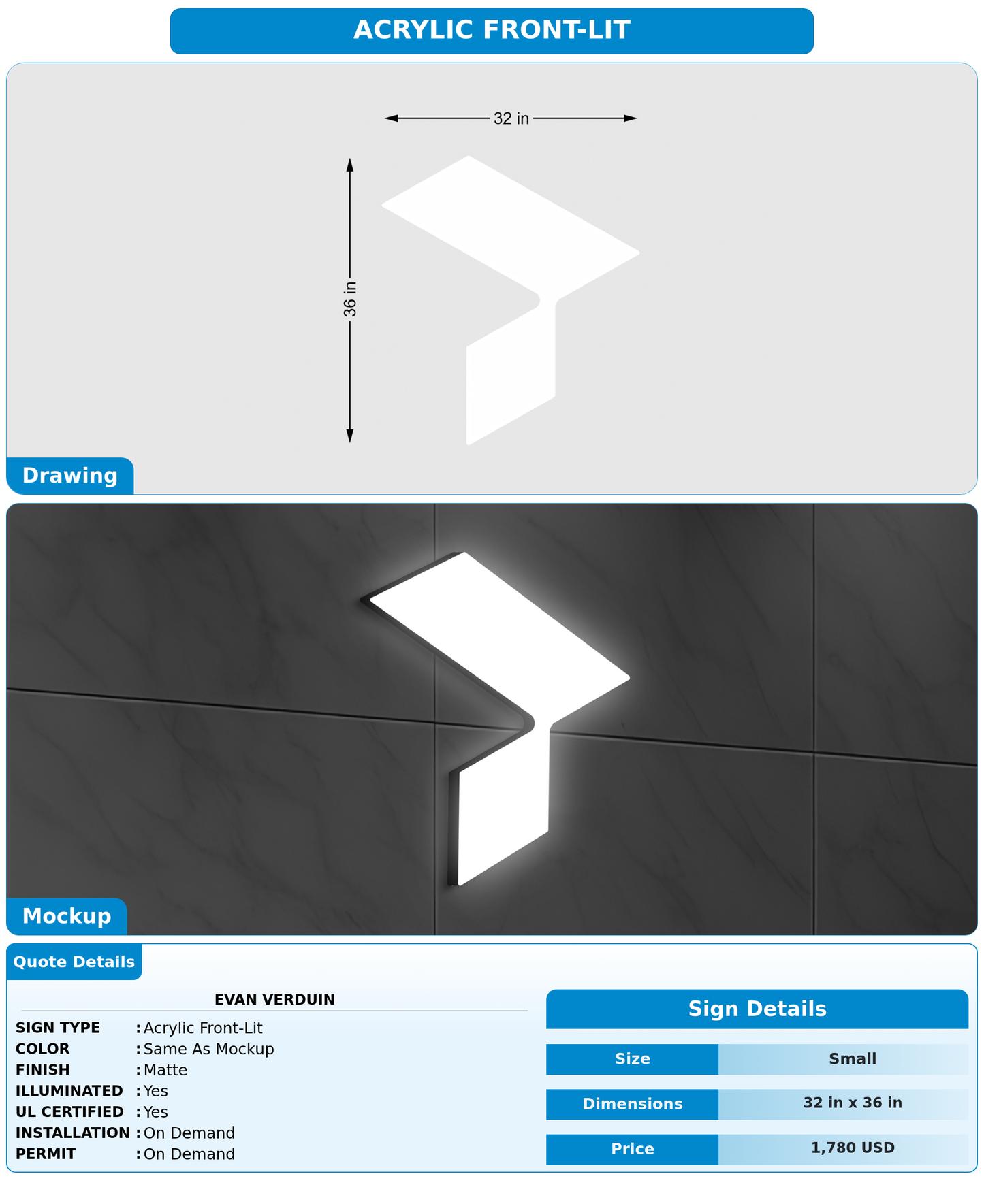 CUSTOM MOCKUP SIGN FOR Evan Verduin