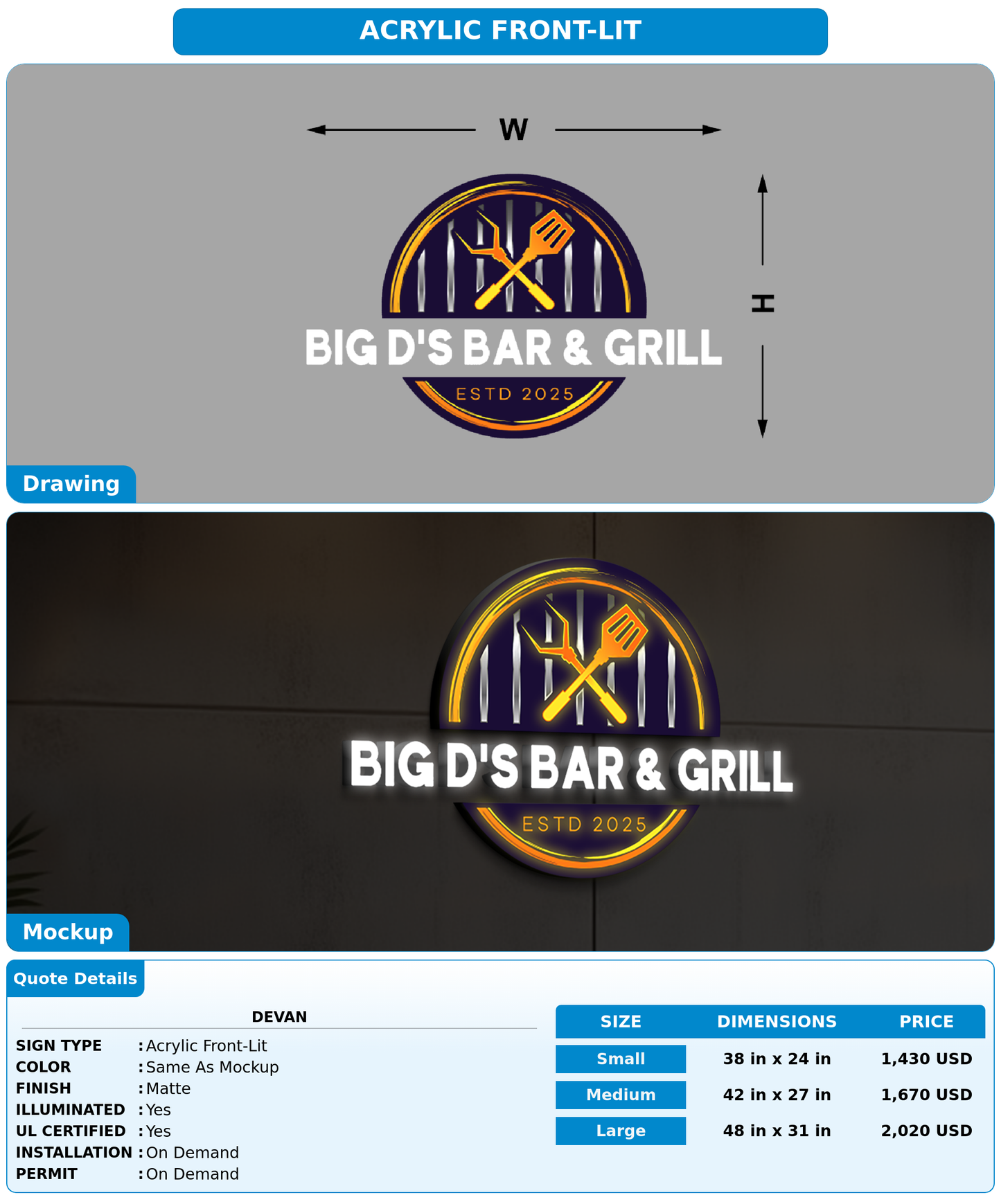 CUSTOM MOCKUP SIGN FOR Devan