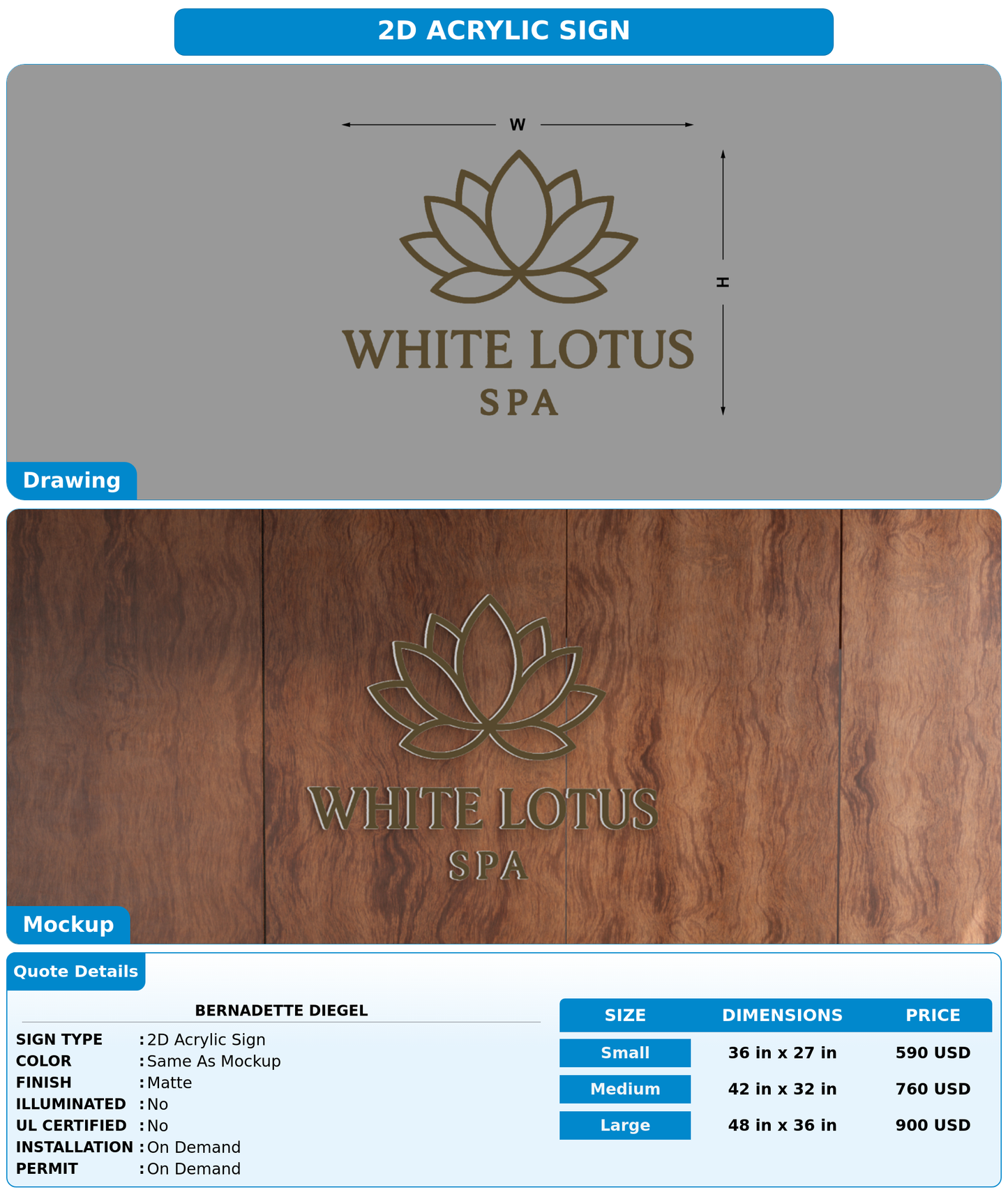 CUSTOM MOCKUP SIGN FOR Bernadette Diegel