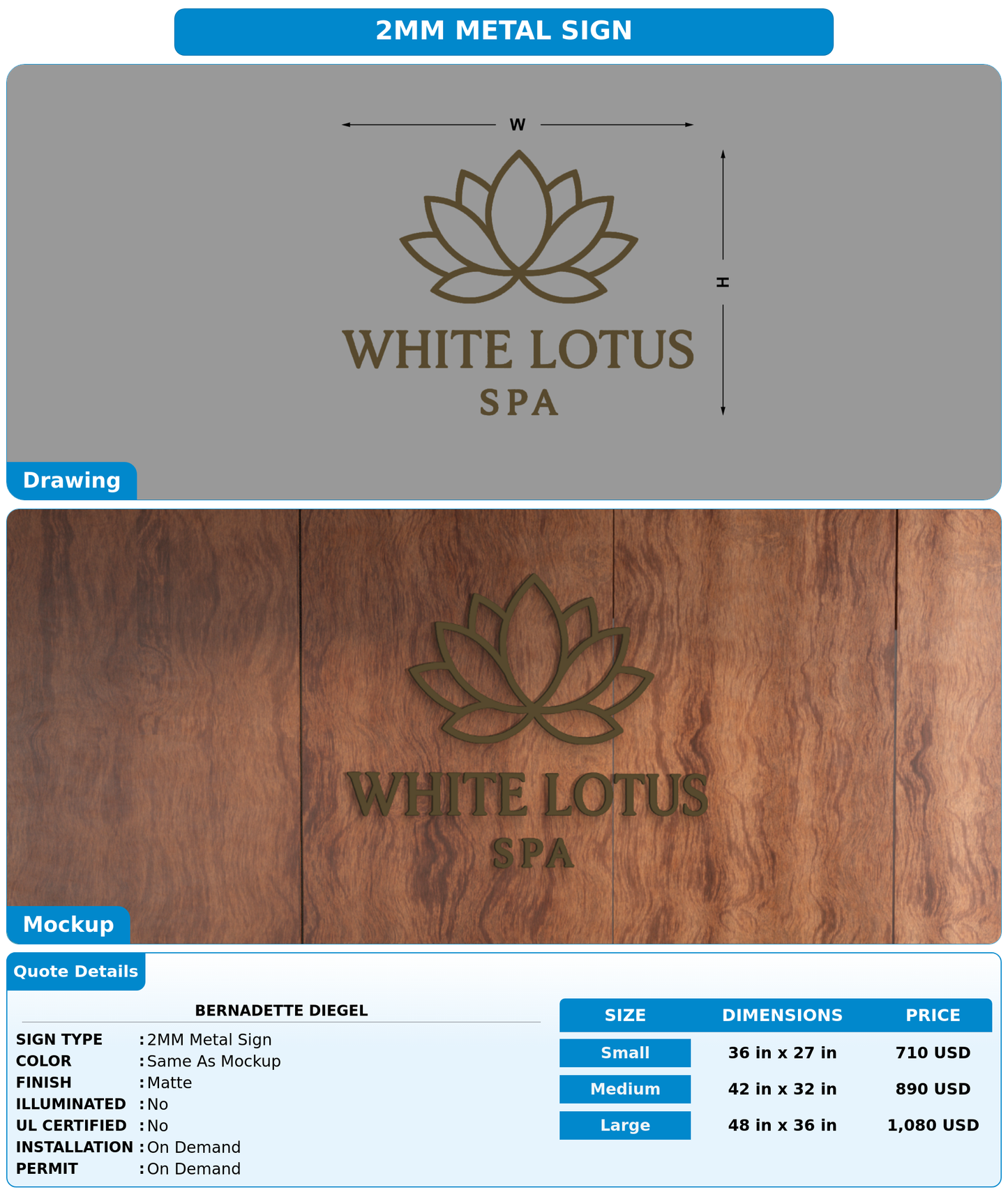 CUSTOM MOCKUP SIGN FOR Bernadette Diegel