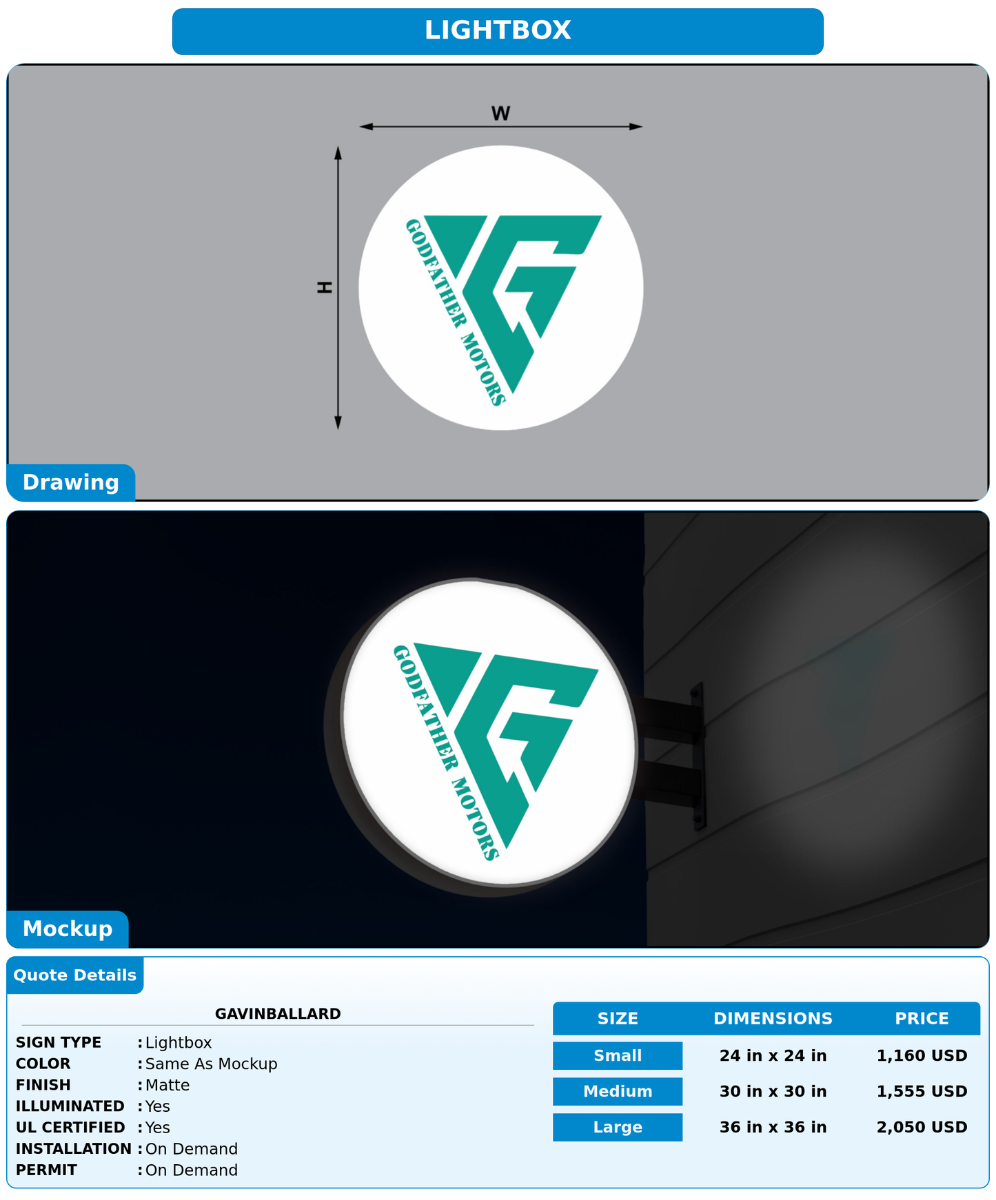 CUSTOM MOCKUP SIGN FOR Gavinballard