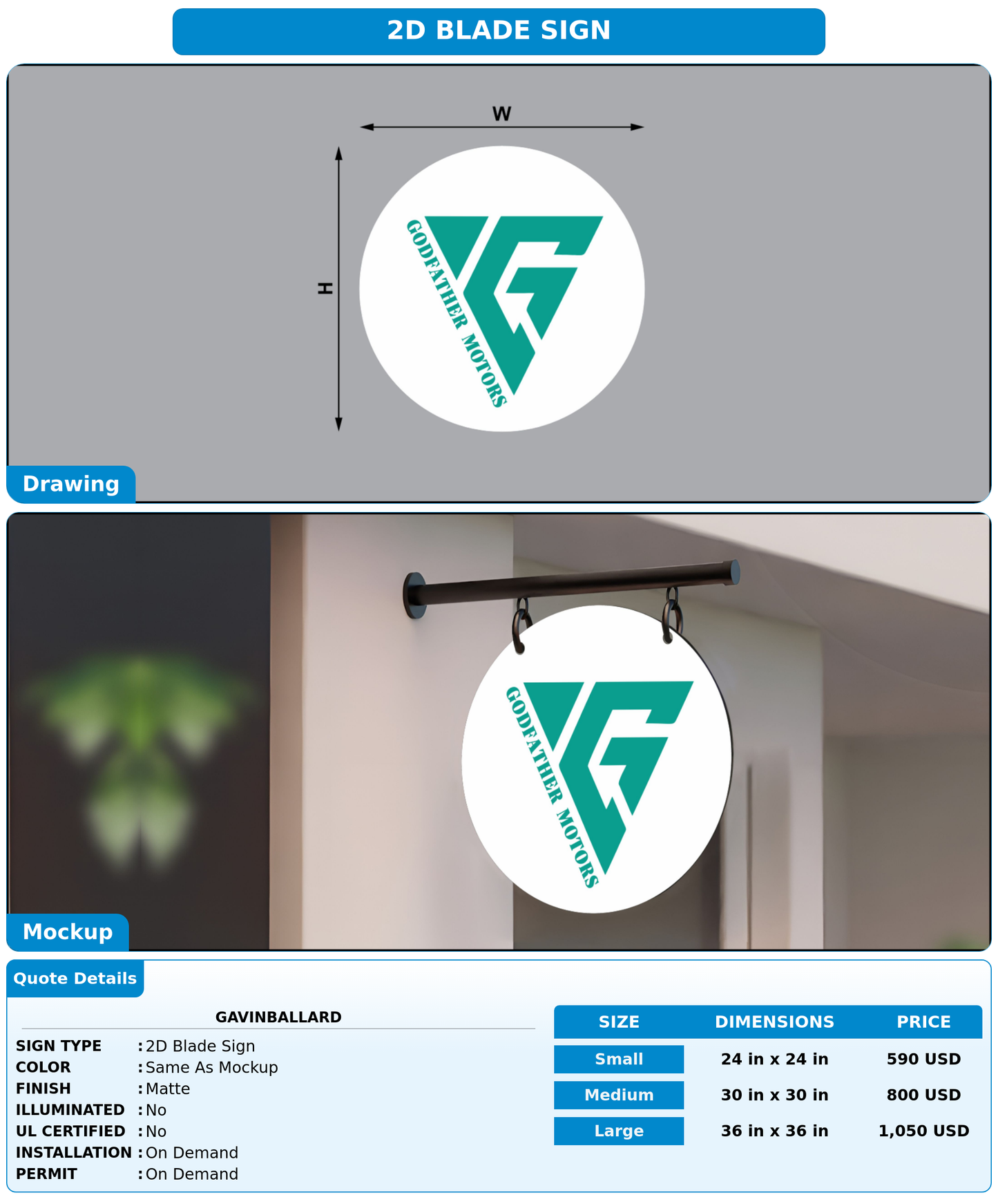 CUSTOM MOCKUP SIGN FOR Gavinballard