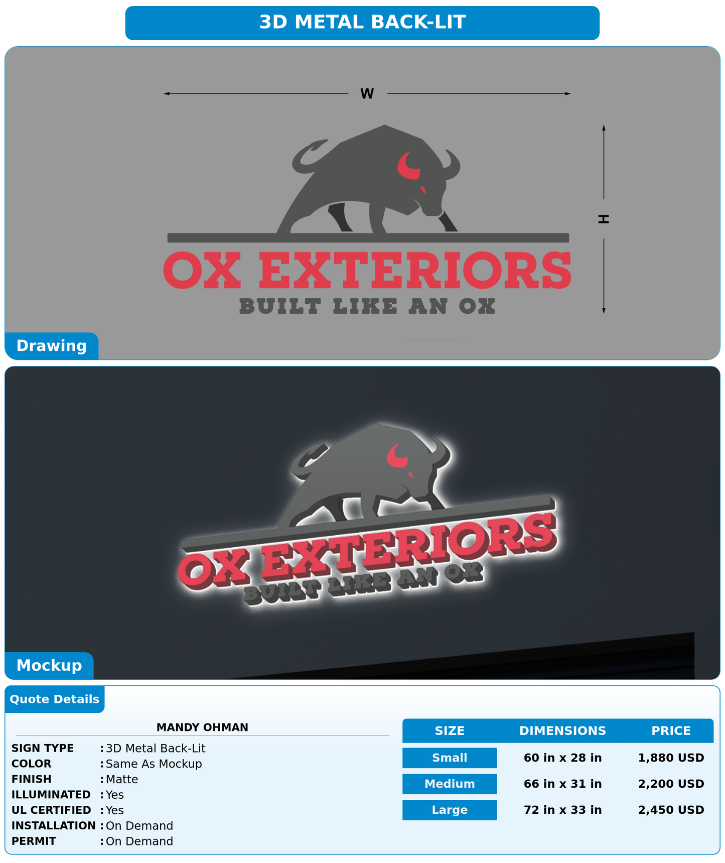 CUSTOM MOCKUP SIGN FOR Mandy Ohman