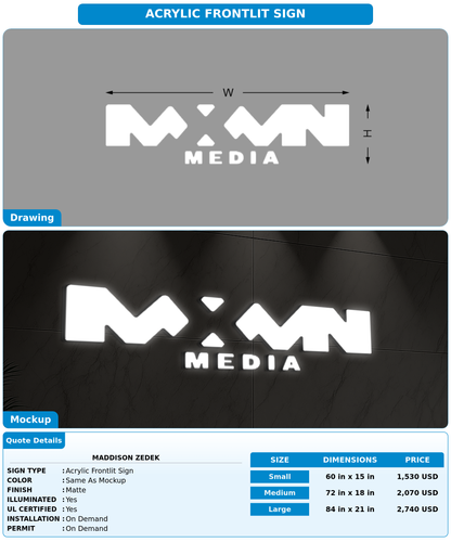 CUSTOM MOCKUP SIGN FOR Maddison Zedek