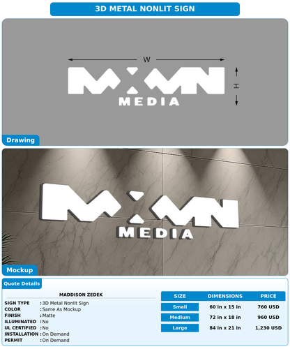 CUSTOM MOCKUP SIGN FOR Maddison Zedek