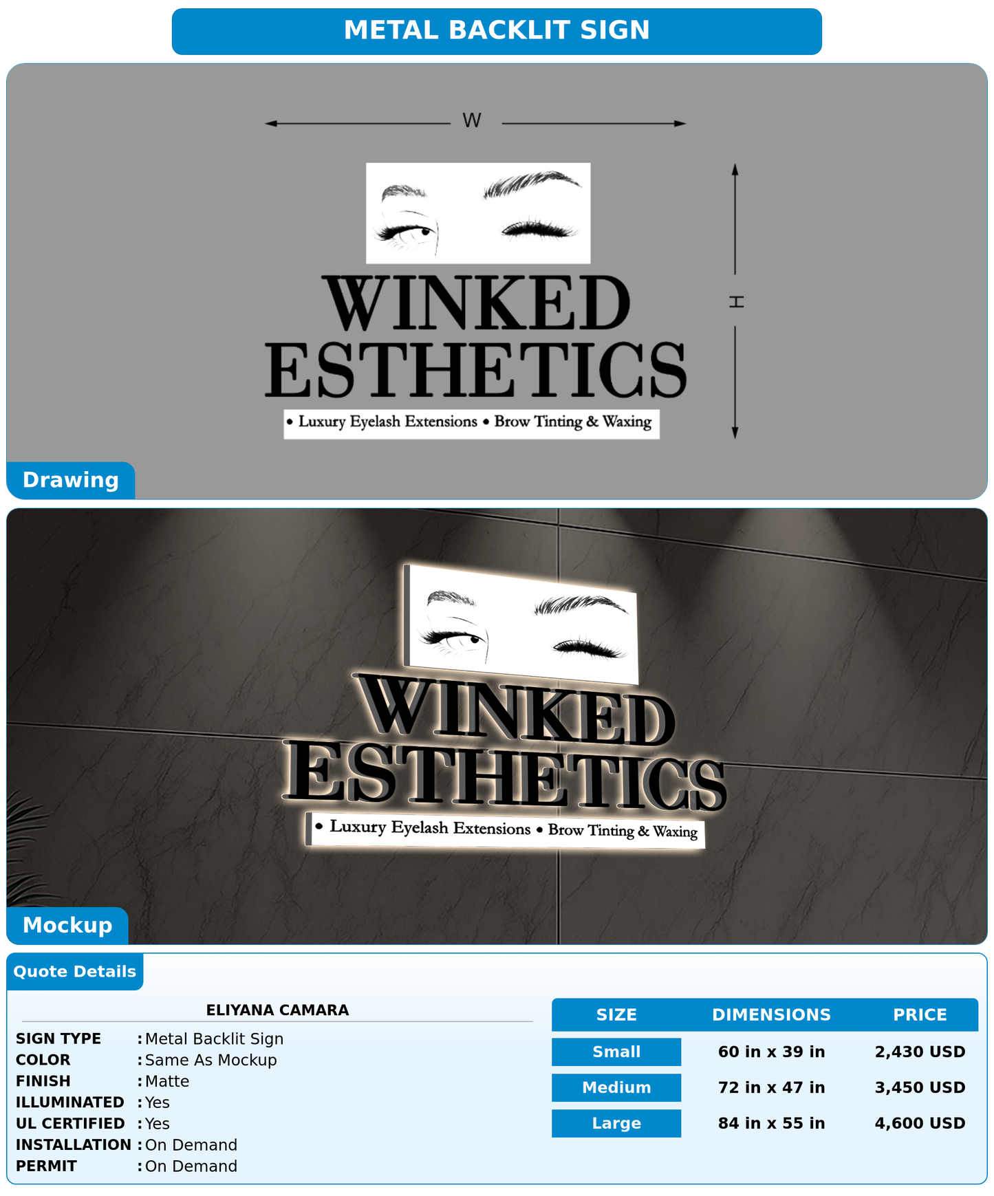 CUSTOM MOCKUP SIGN FOR Eliyana Camara