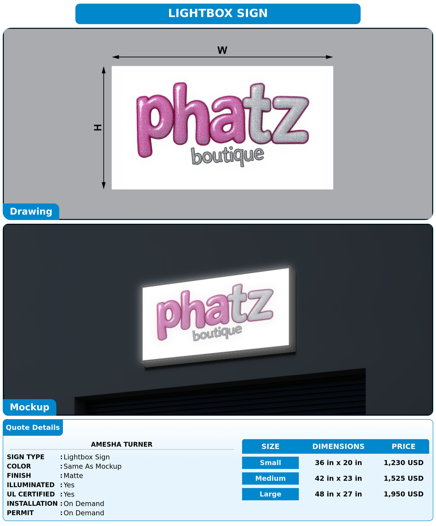 CUSTOM MOCKUP SIGN FOR Amesha Turner
