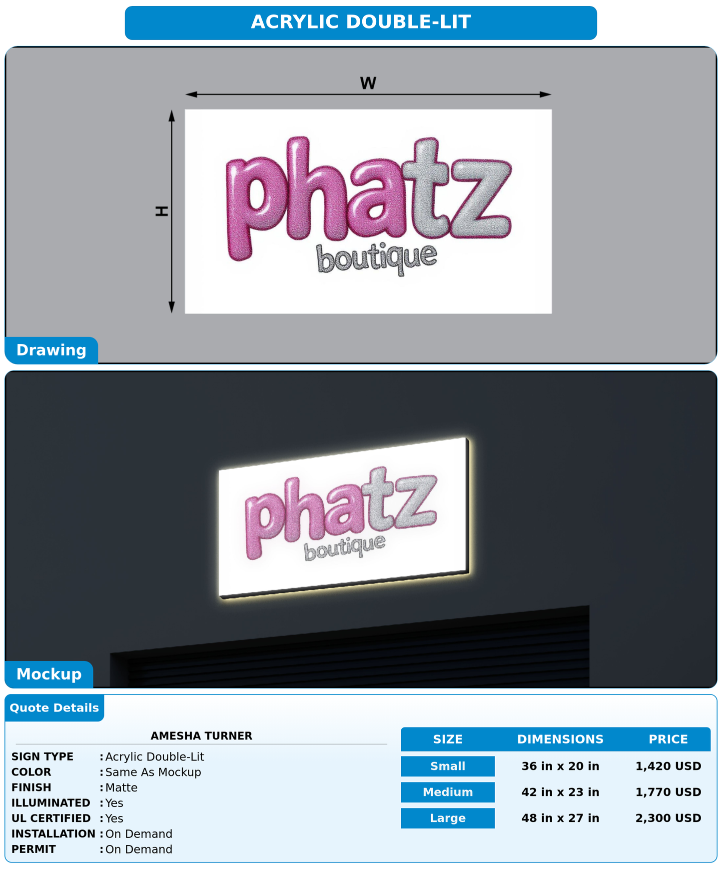 CUSTOM MOCKUP SIGN FOR Amesha Turner
