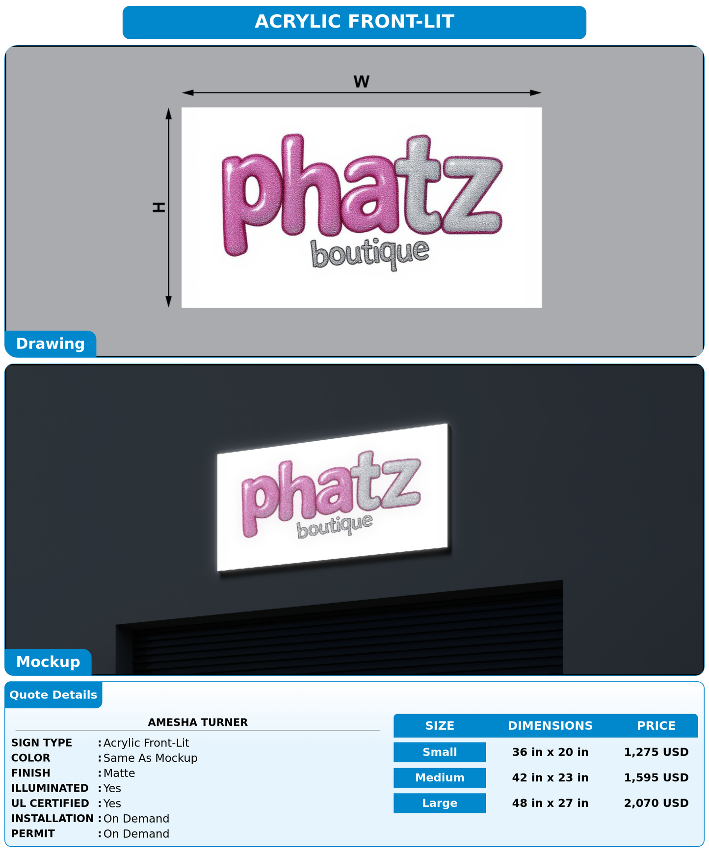 CUSTOM MOCKUP SIGN FOR Amesha Turner