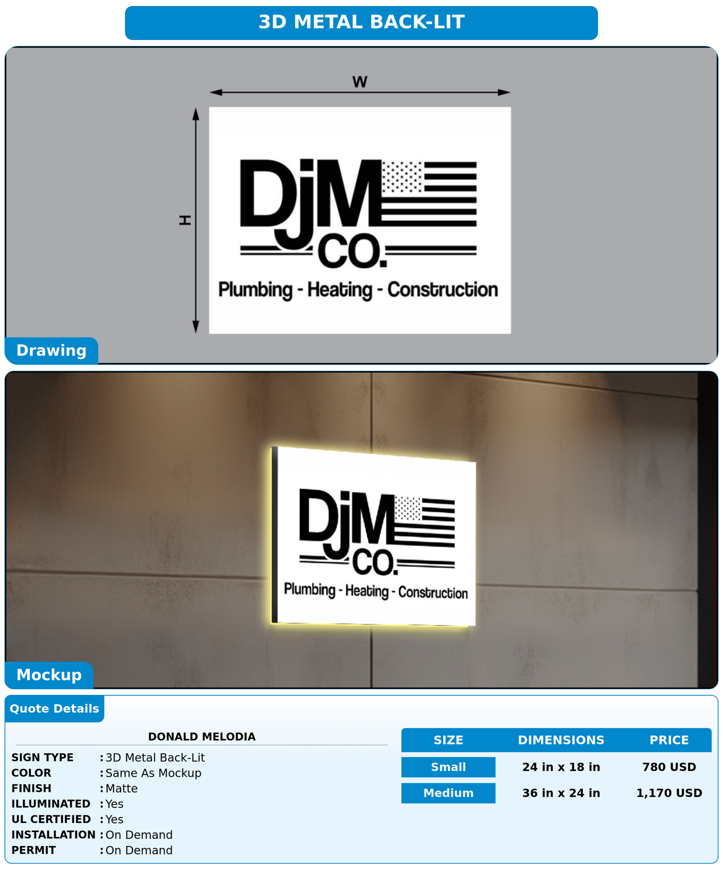 CUSTOM MOCKUP SIGN FOR Donald Melodia