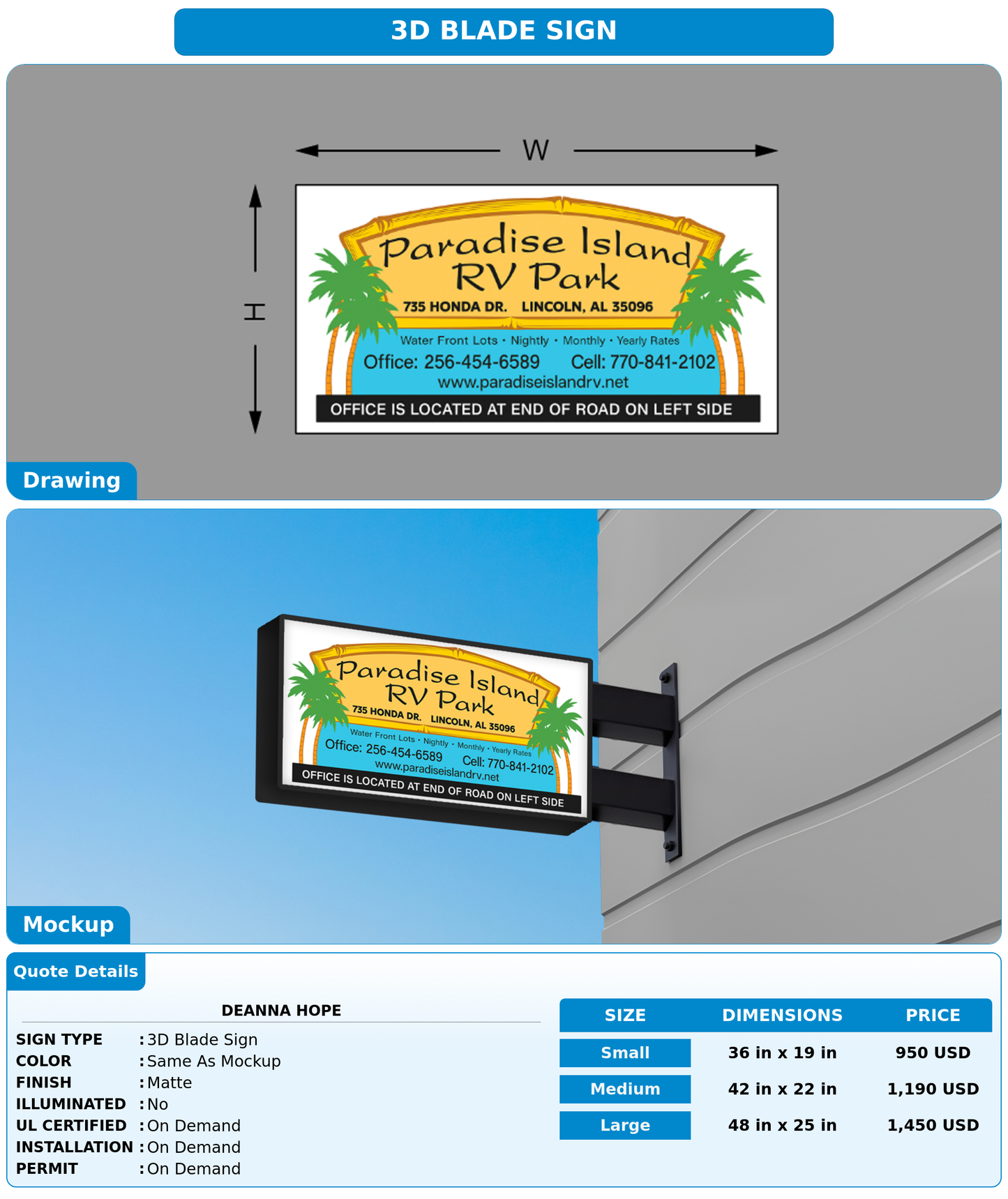 CUSTOM MOCKUP SIGN FOR DeAnna  Hope
