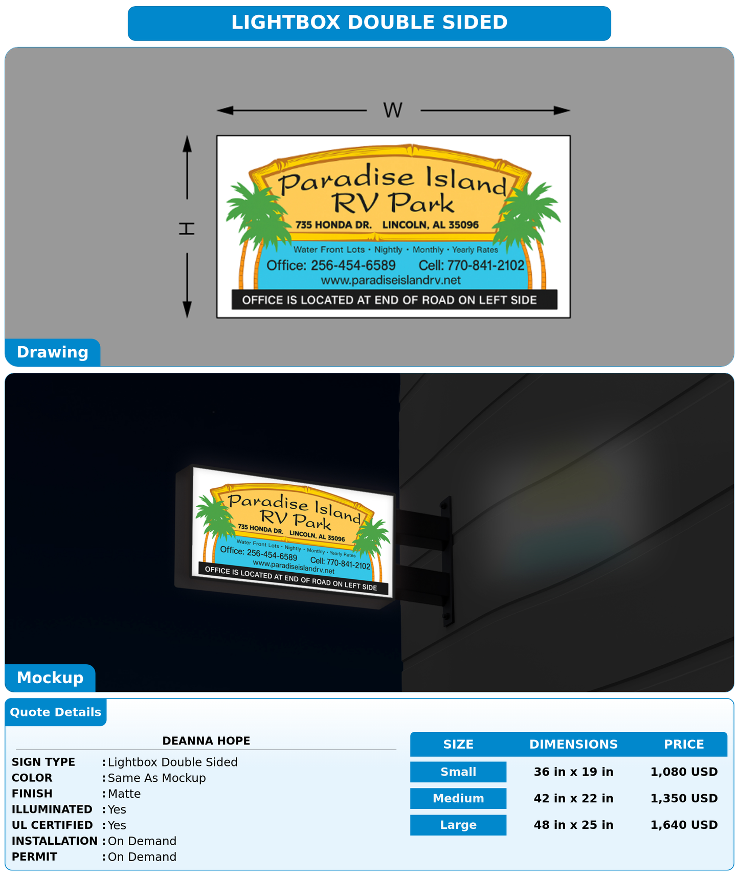 CUSTOM MOCKUP SIGN FOR DeAnna  Hope