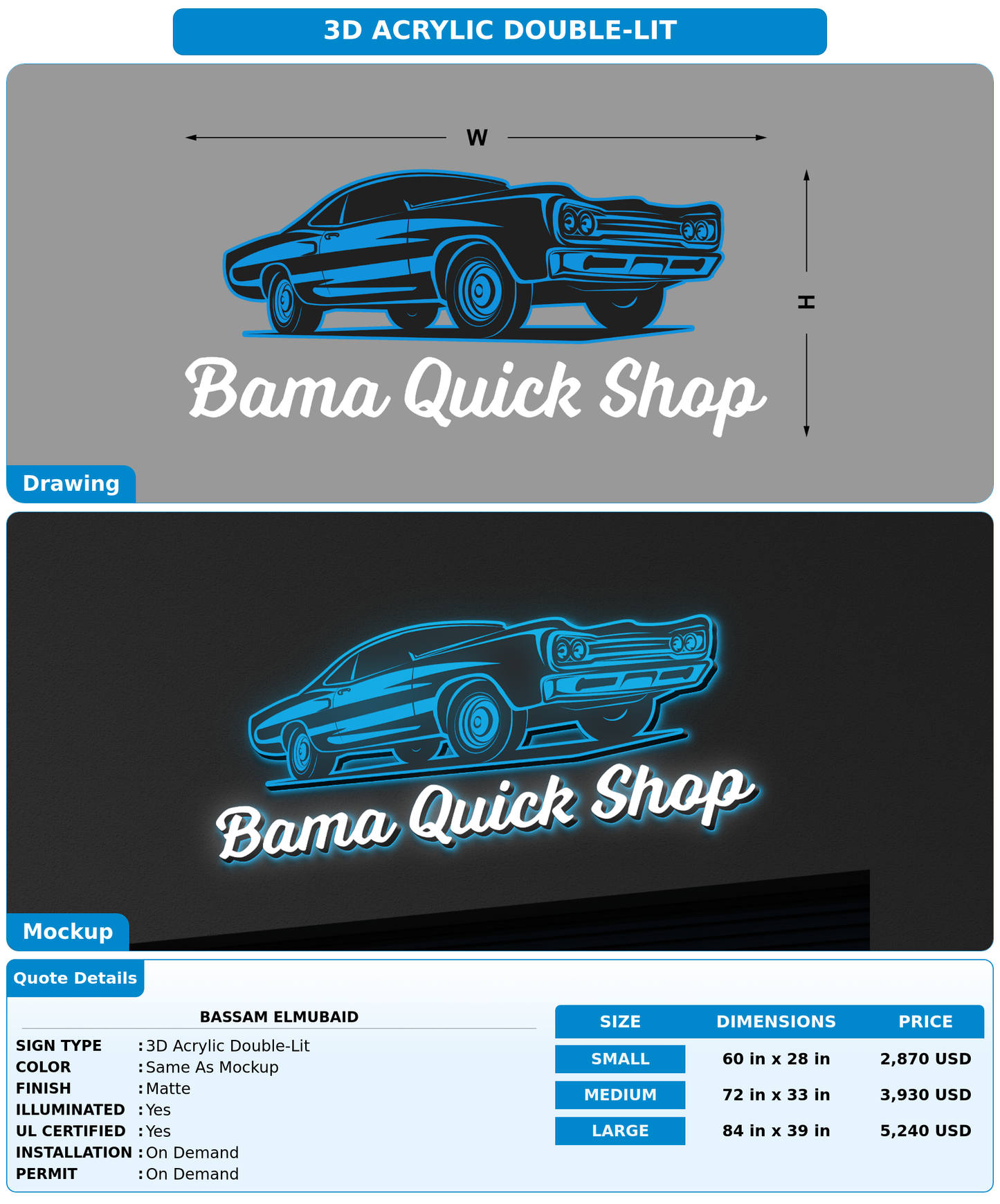 CUSTOM MOCKUP SIGN FOR Bassam Elmubaid