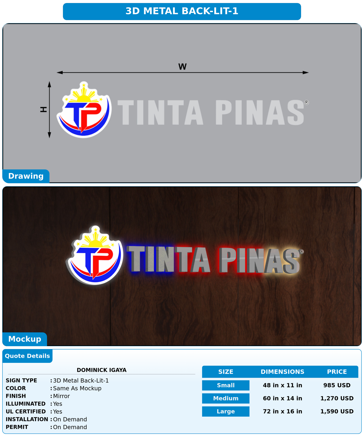 CUSTOM MOCKUP SIGN FOR Dominick Igaya